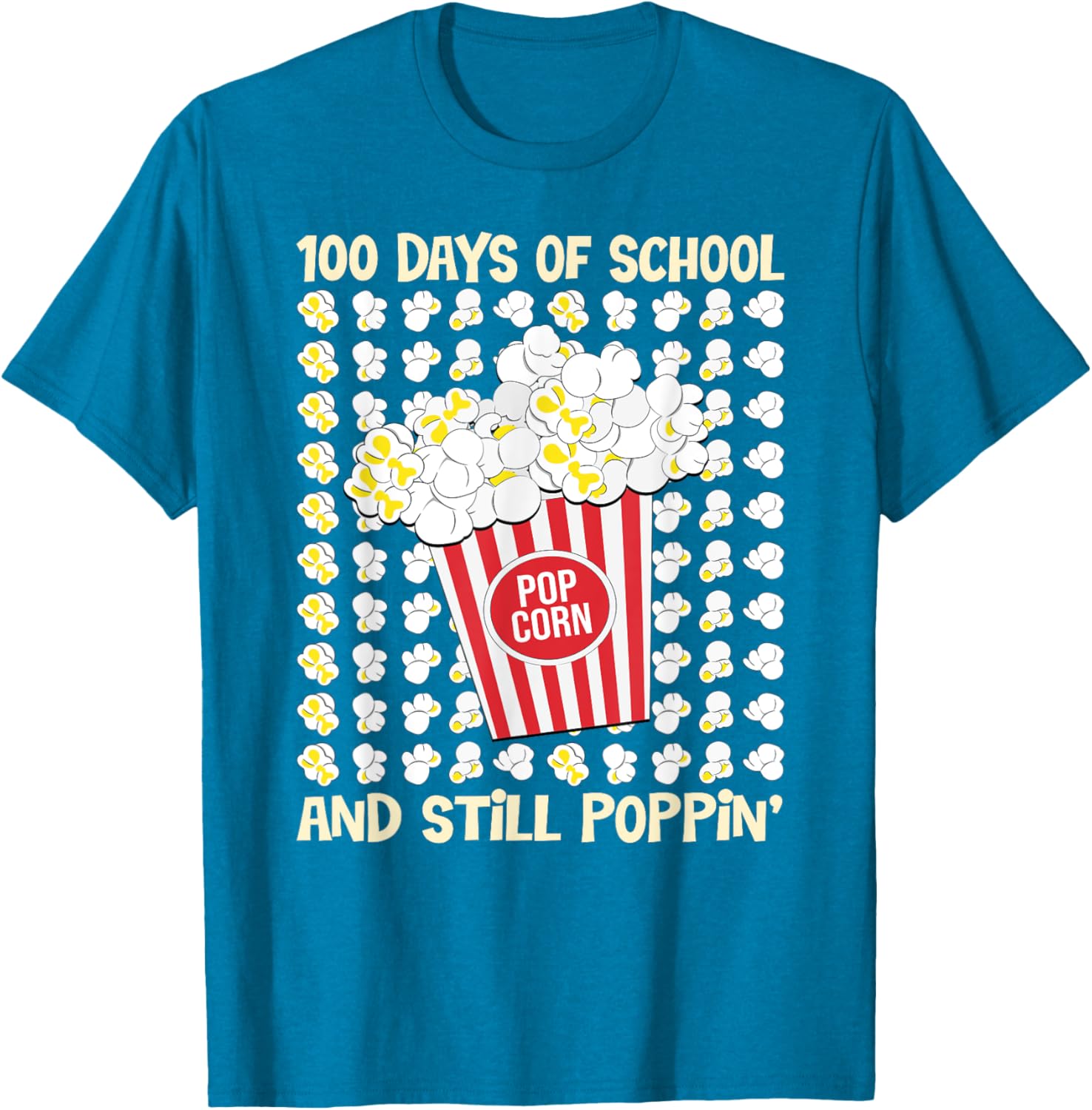 100 Days of School Loving Popcorn T-Shirt for Kids and Adults - 10