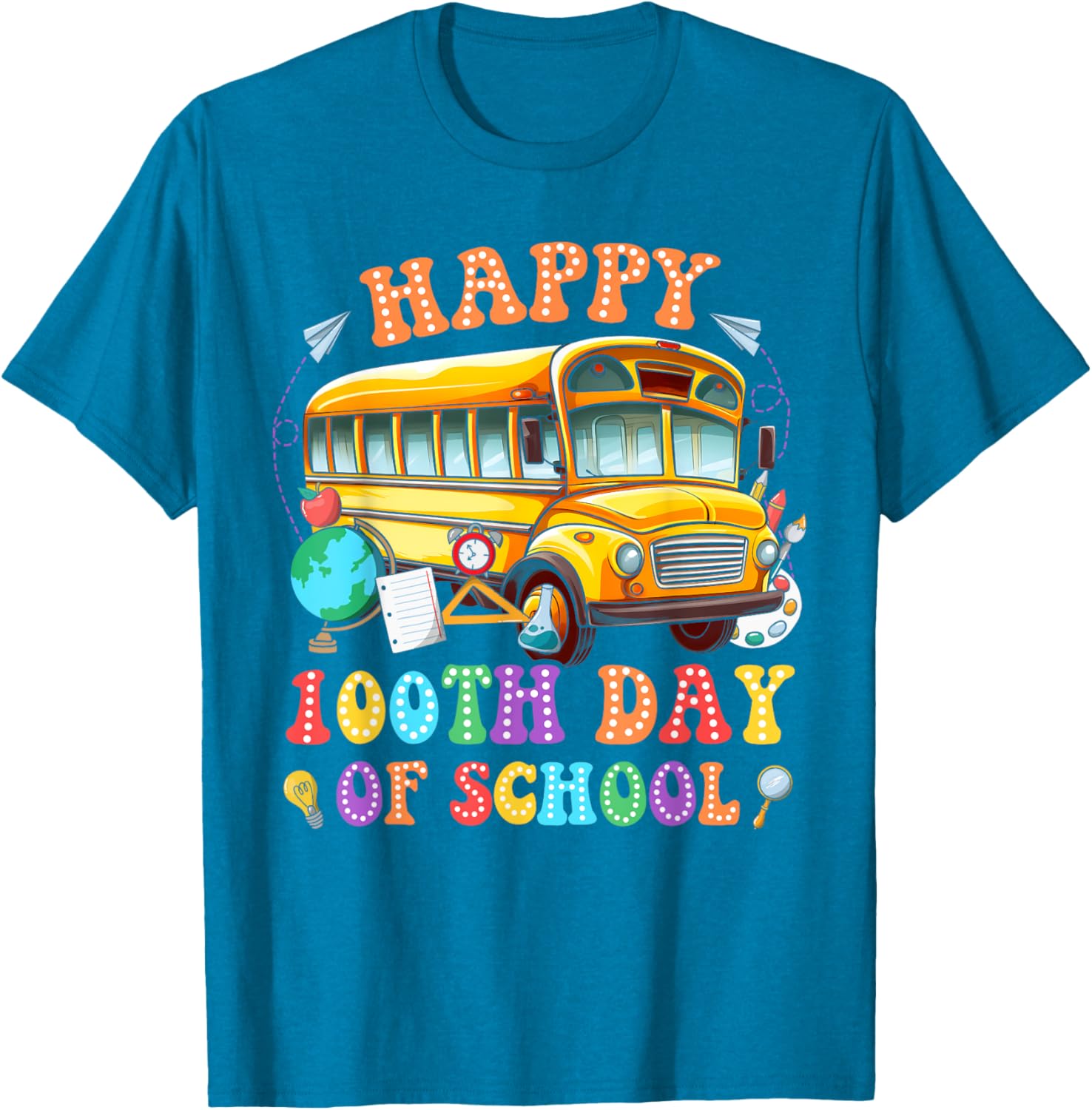 Happy 100th Day School Bus Driver Kids T-Shirt Fun School Celebration - 6