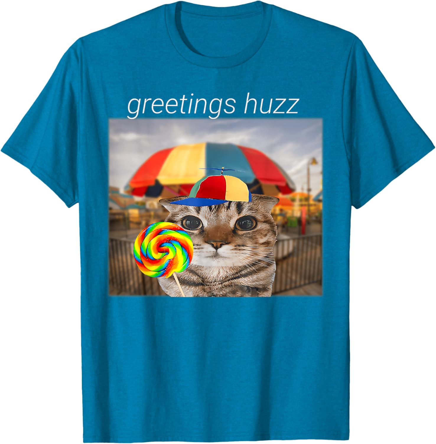 Funny Cat Huzz Meme T-Shirt for Men and Women - Cute Lollipop Design - 4