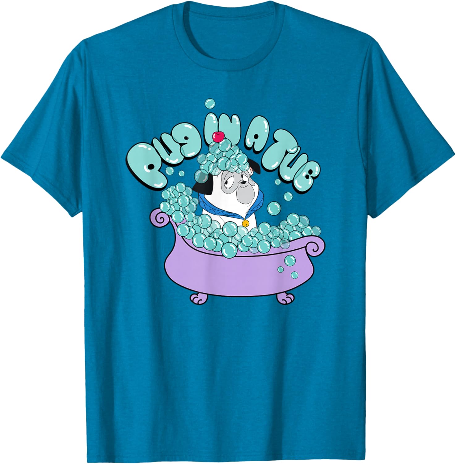 Cute Disney Pocahontas Pug in a Tub Percy Big Chest Logo T-Shirt - 2