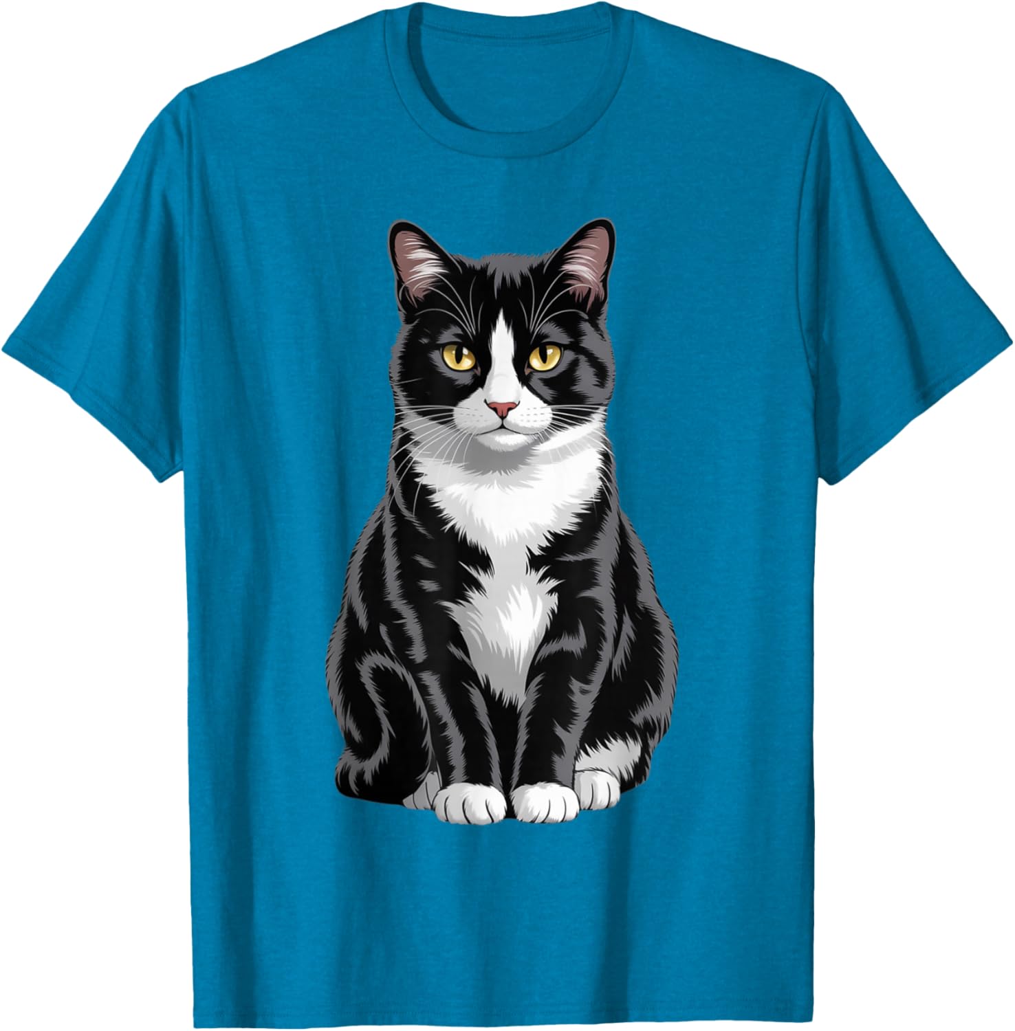 Majestic Tuxedo Cat Art T-Shirt for Cat Lovers - Unisex Kids and Adults - 27