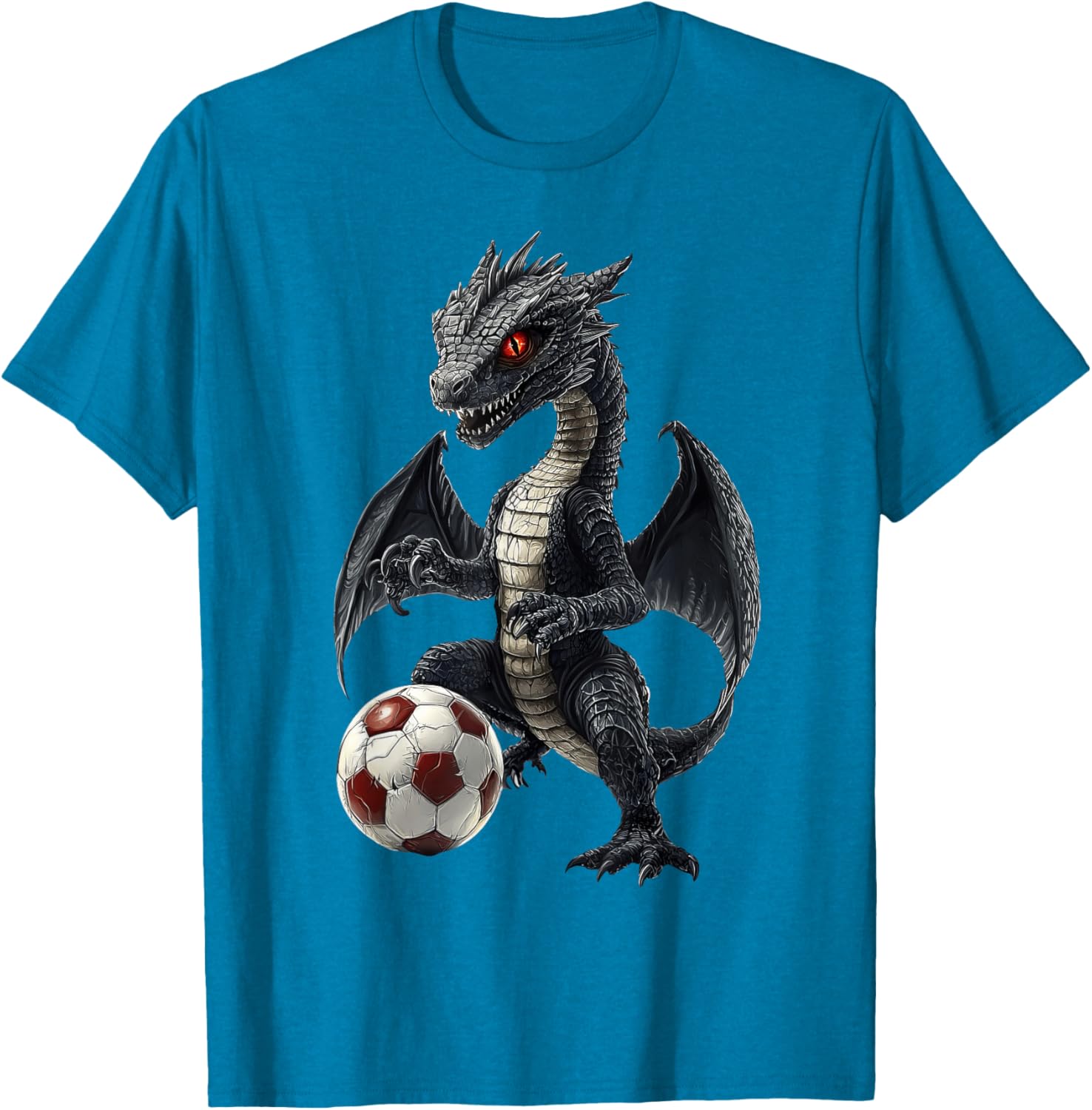Fun Dragon Playing Soccer T-Shirt for Kids and Adults - Cute Sports Tee - 3