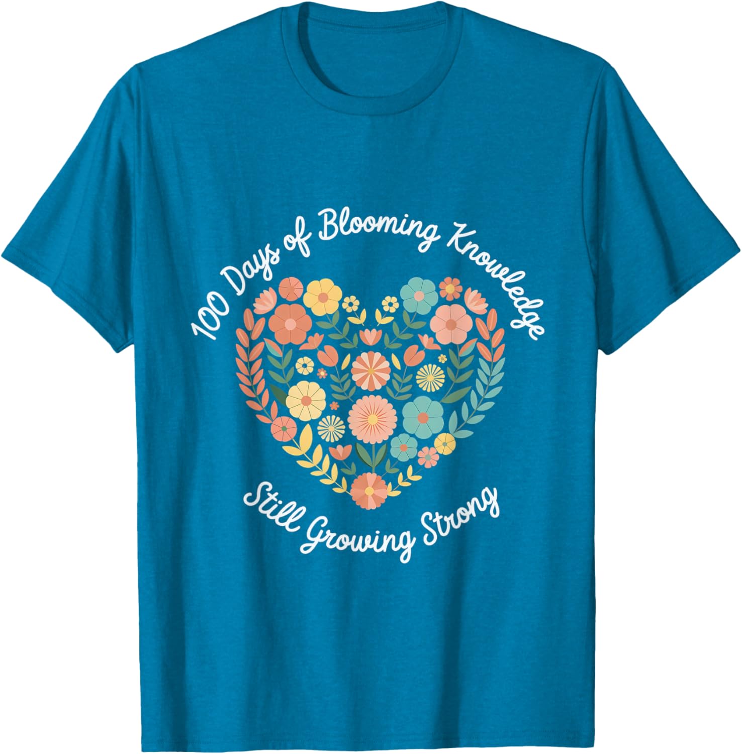 Boho Flowers 100th Day of School Teacher T-Shirt for Classroom Fun - 10
