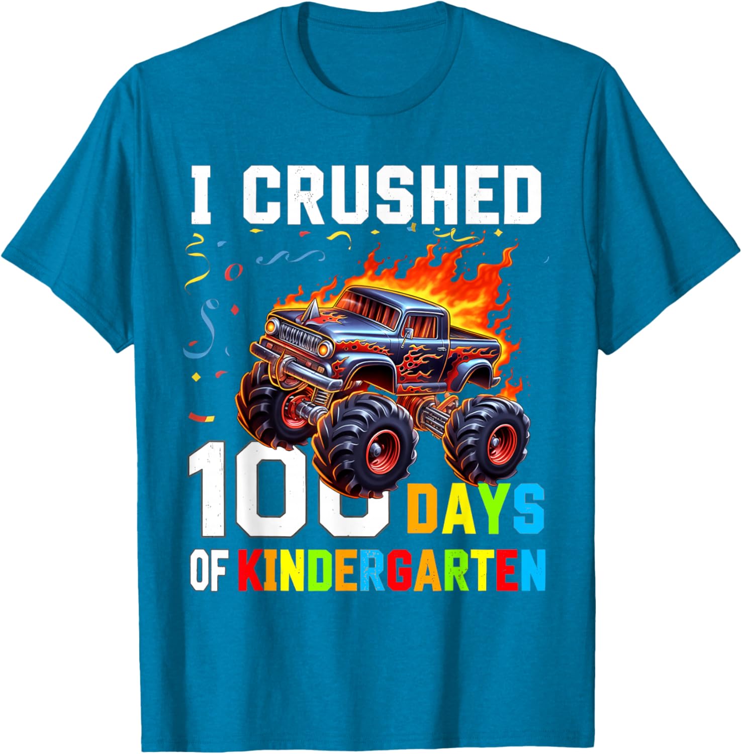 I Crushed 100 Days of Kindergarten Monster Truck Boys T-Shirt for Fun! - 9