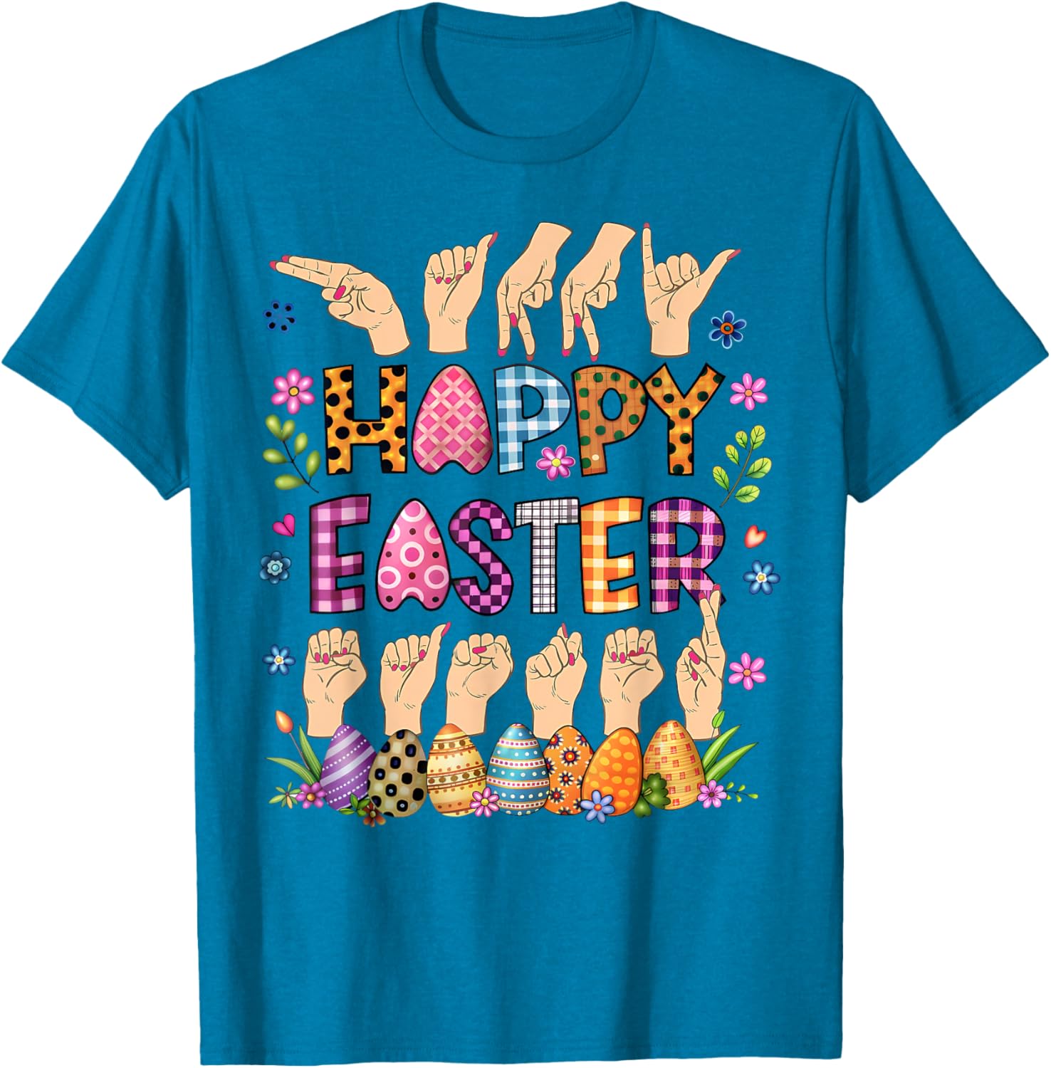 Happy Easter Eggs ASL Teacher T-Shirt for Fun Celebrations - 24