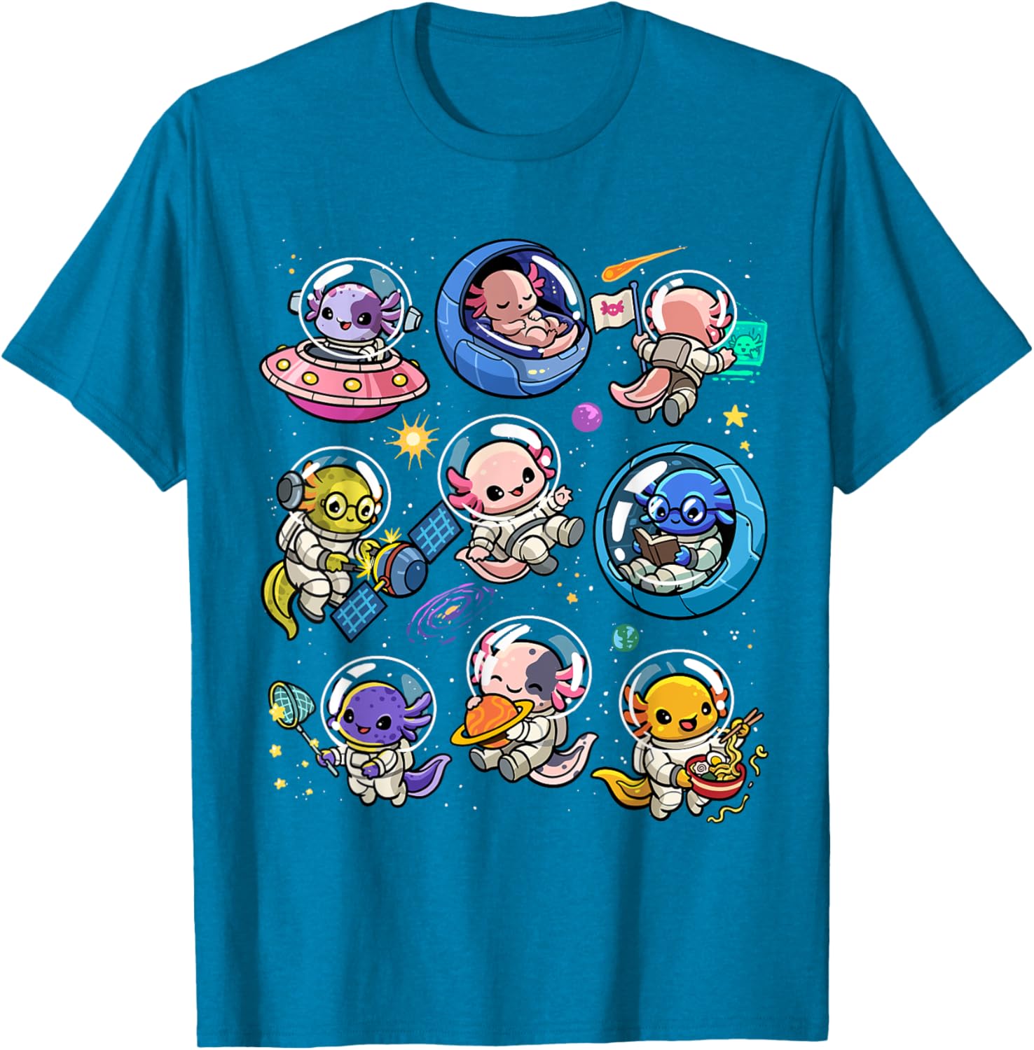 Cute Galaxy Axolotl Astronaut T-Shirt for Space Lovers and Kids - 7