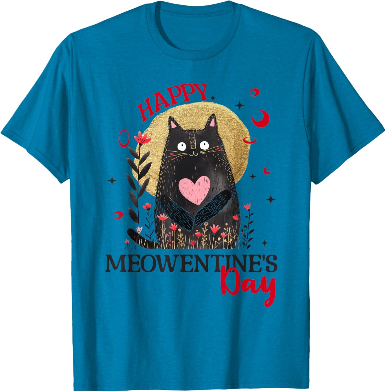 Funny Happy Meowentine's Day Cat T-Shirt for Girls and Women - 8
