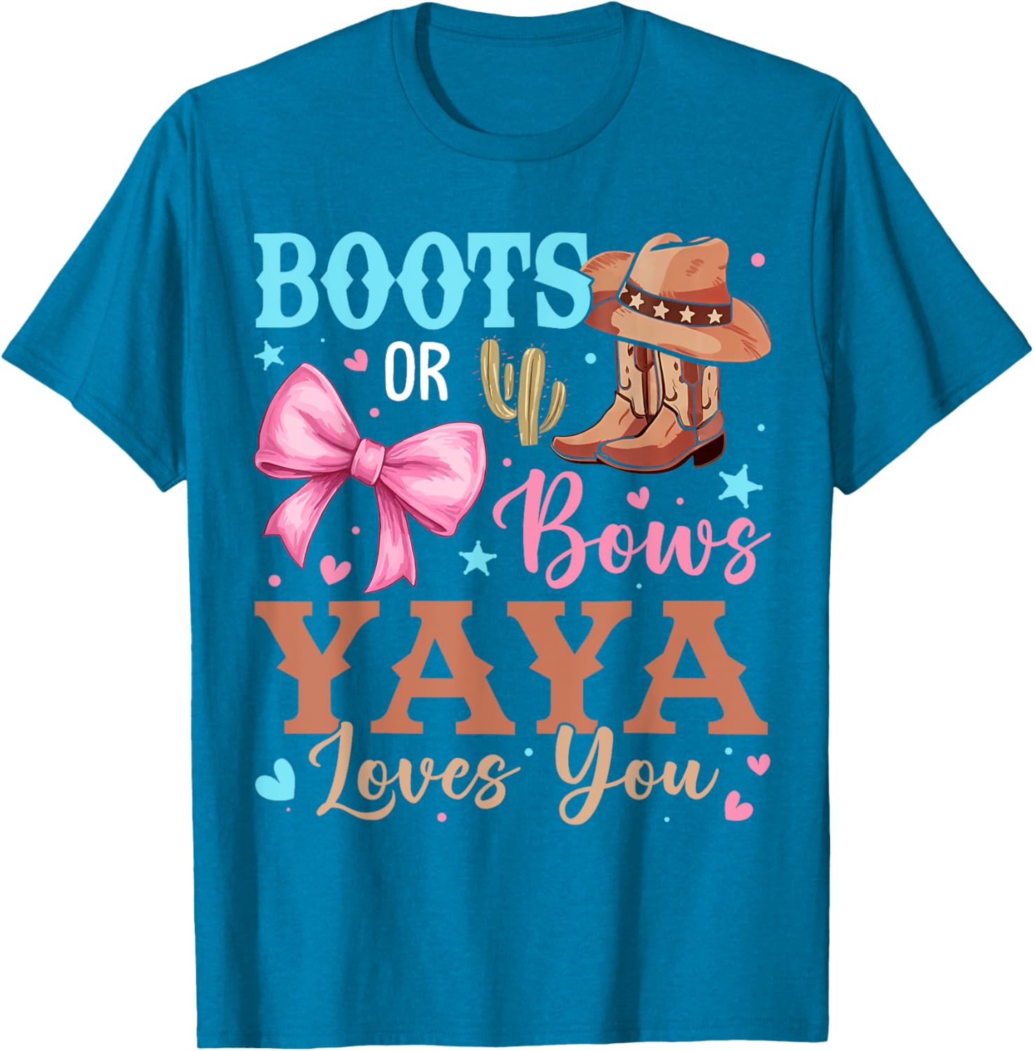 Boots or Bows Gender Reveal T-Shirt Yaya Loves You Cute Design - 12