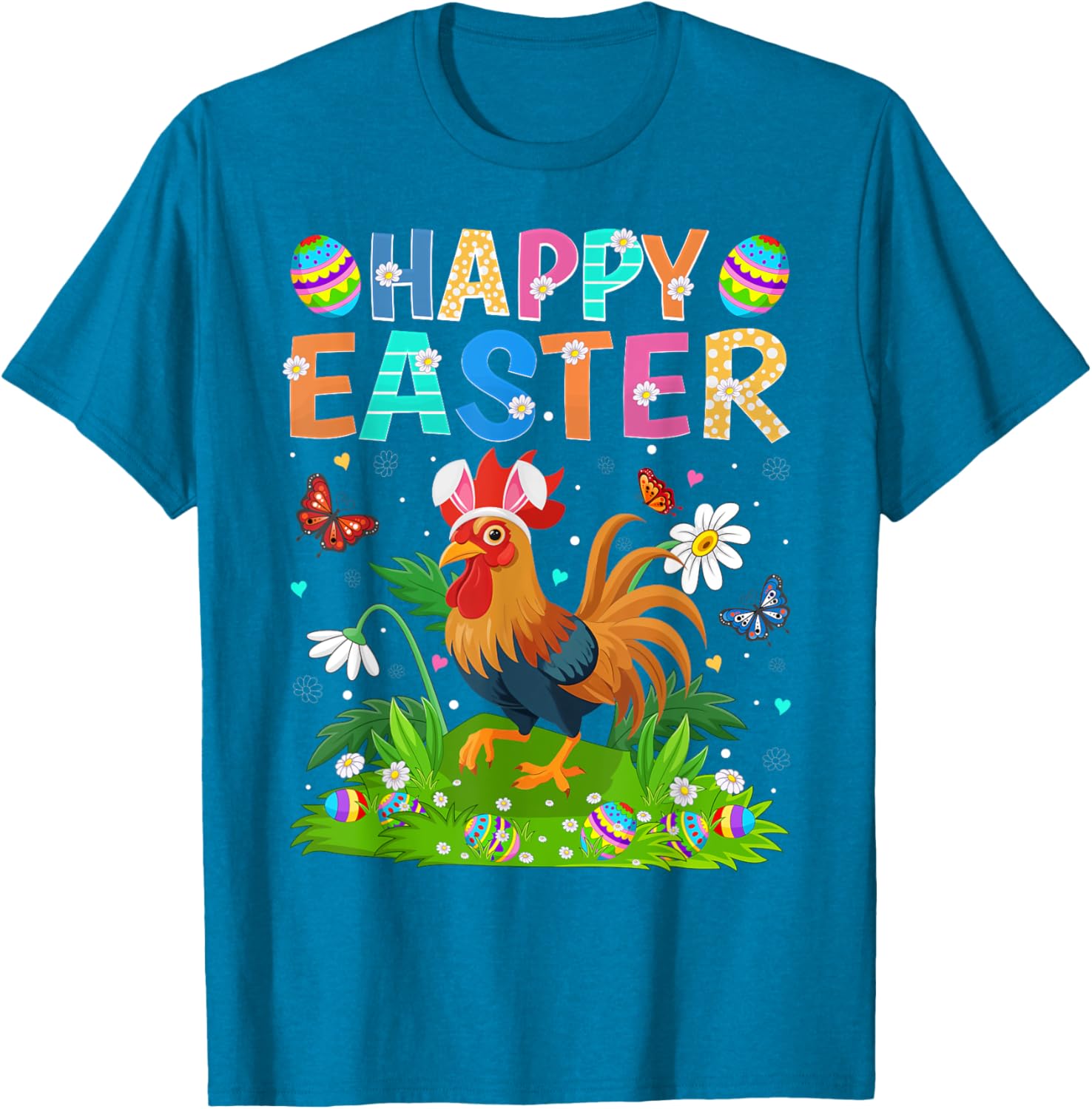Rooster Happy Easter Egg Hunt Bunny Ear T-Shirt for Easter Sunday Fun - 10