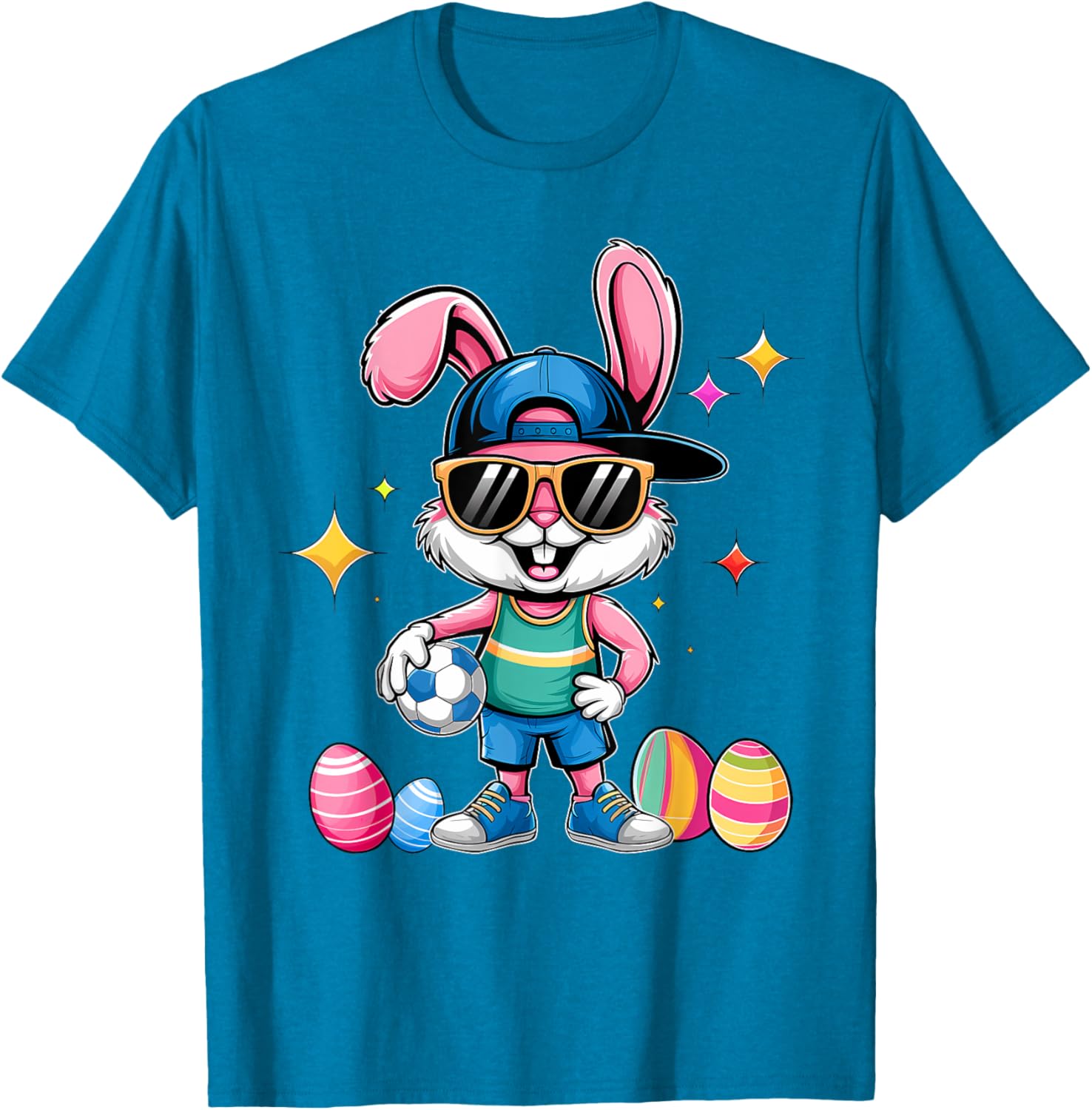Happy Easter Bunny Soccer Kids T-Shirt for Boys Fun Sports Wear - 8