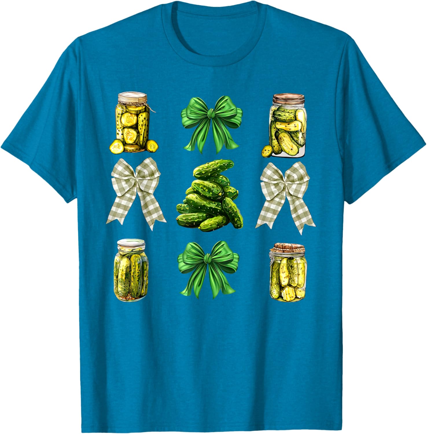 Cute Pickle Jar Coquette Bow Cucumber T-Shirt for Garden Lovers - 21
