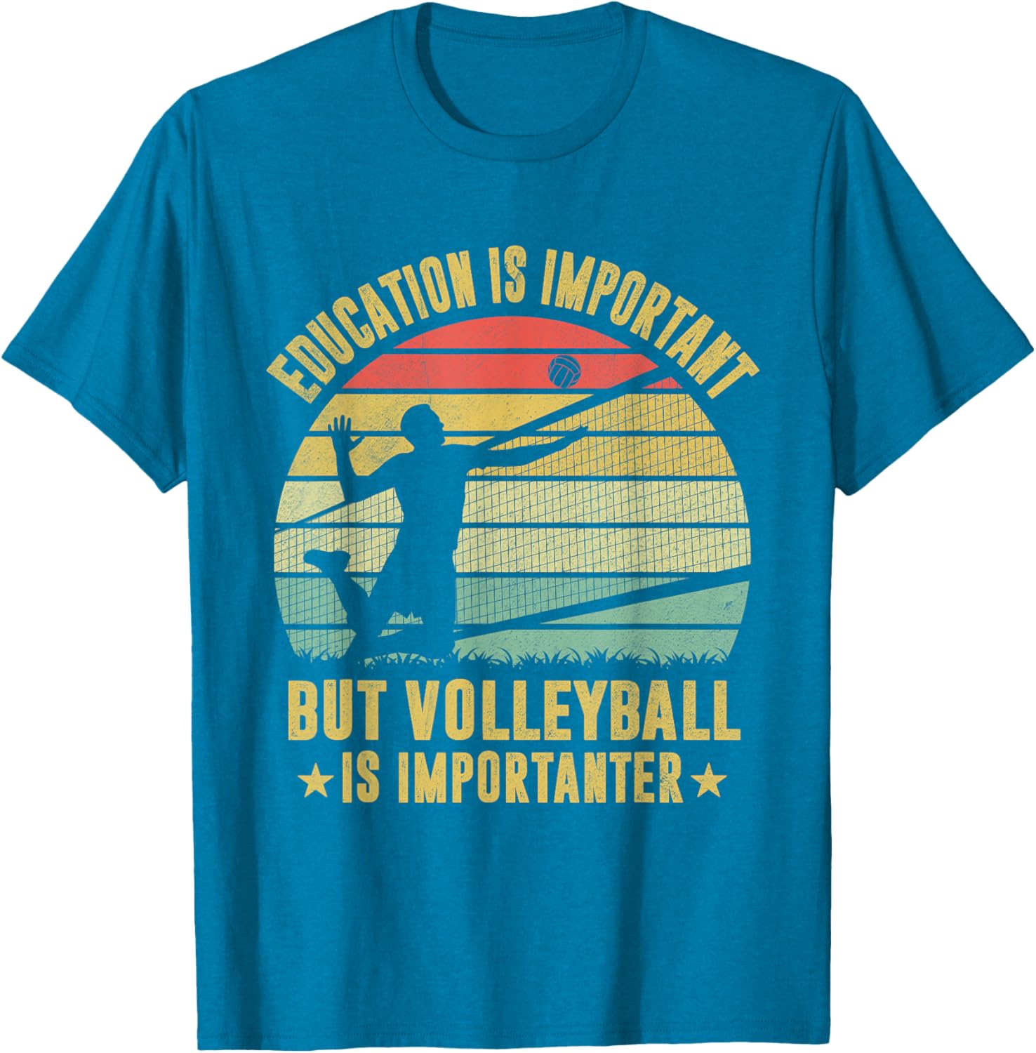 Retro Volleyball T-Shirt Education Is Important But Volleyball Is Importanter - 7