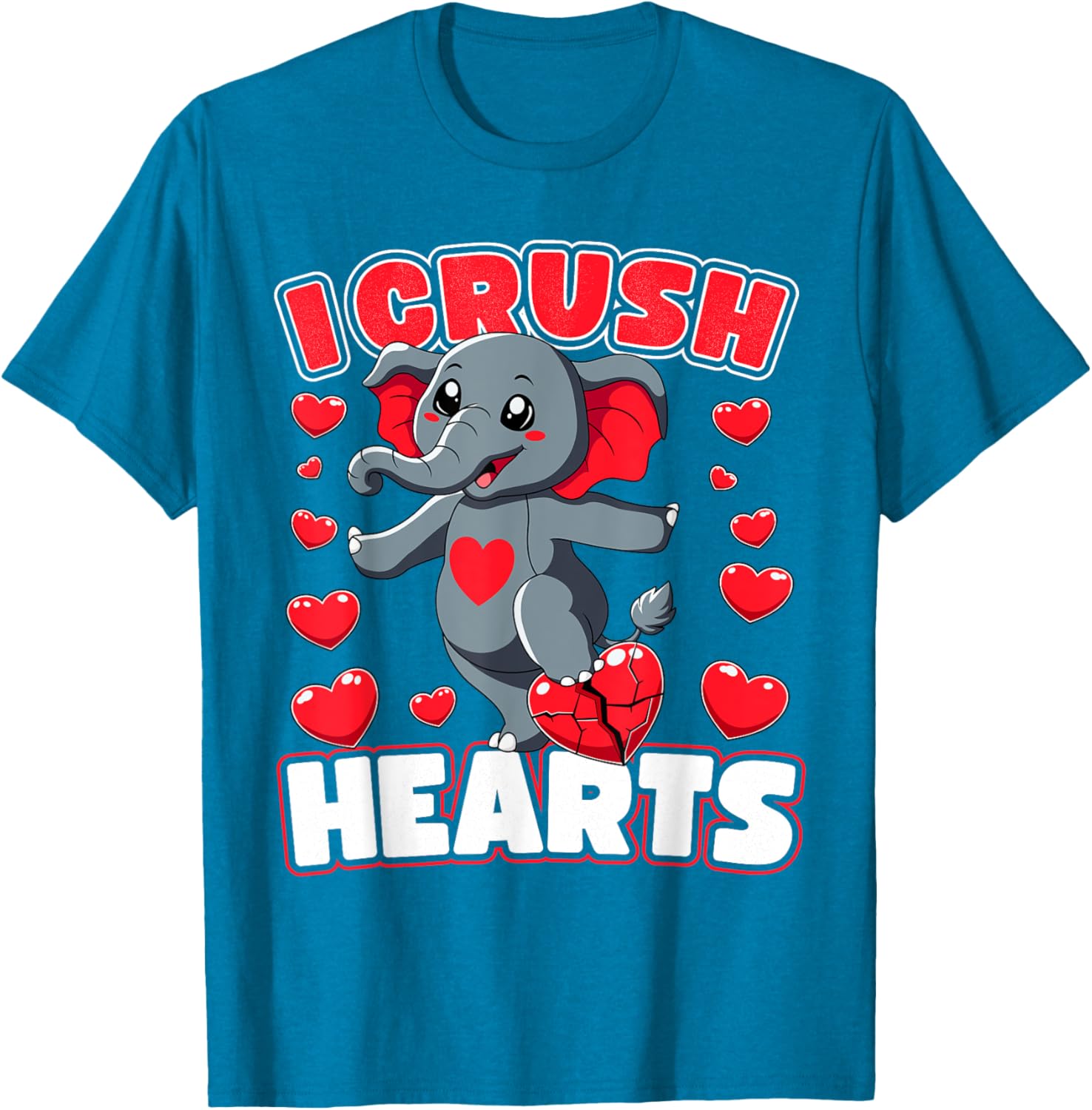 I Crush Hearts Elephant Valentine's Day T-Shirt for Boys and Toddlers - 1