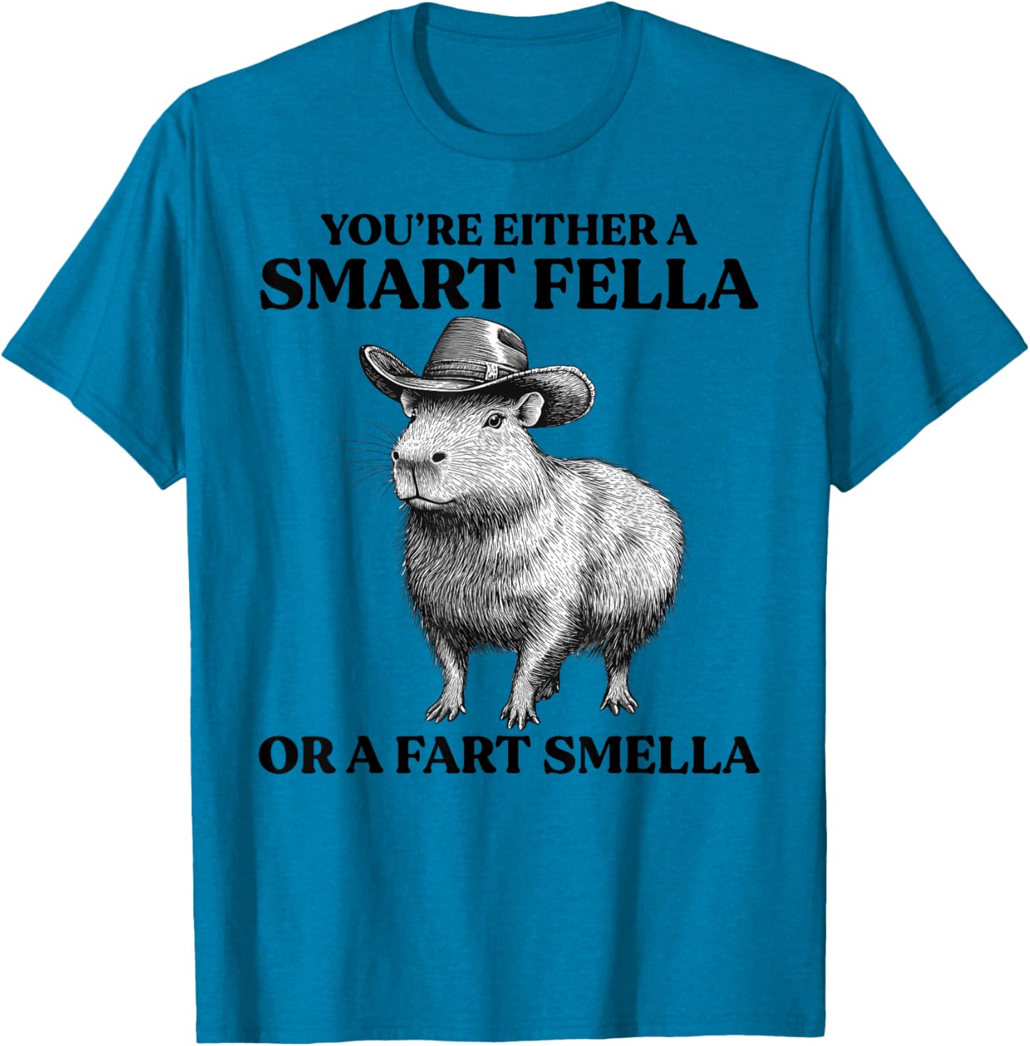 Funny Capybara T-Shirt You're Either A Smart Fella Or A Fart Smella - 1