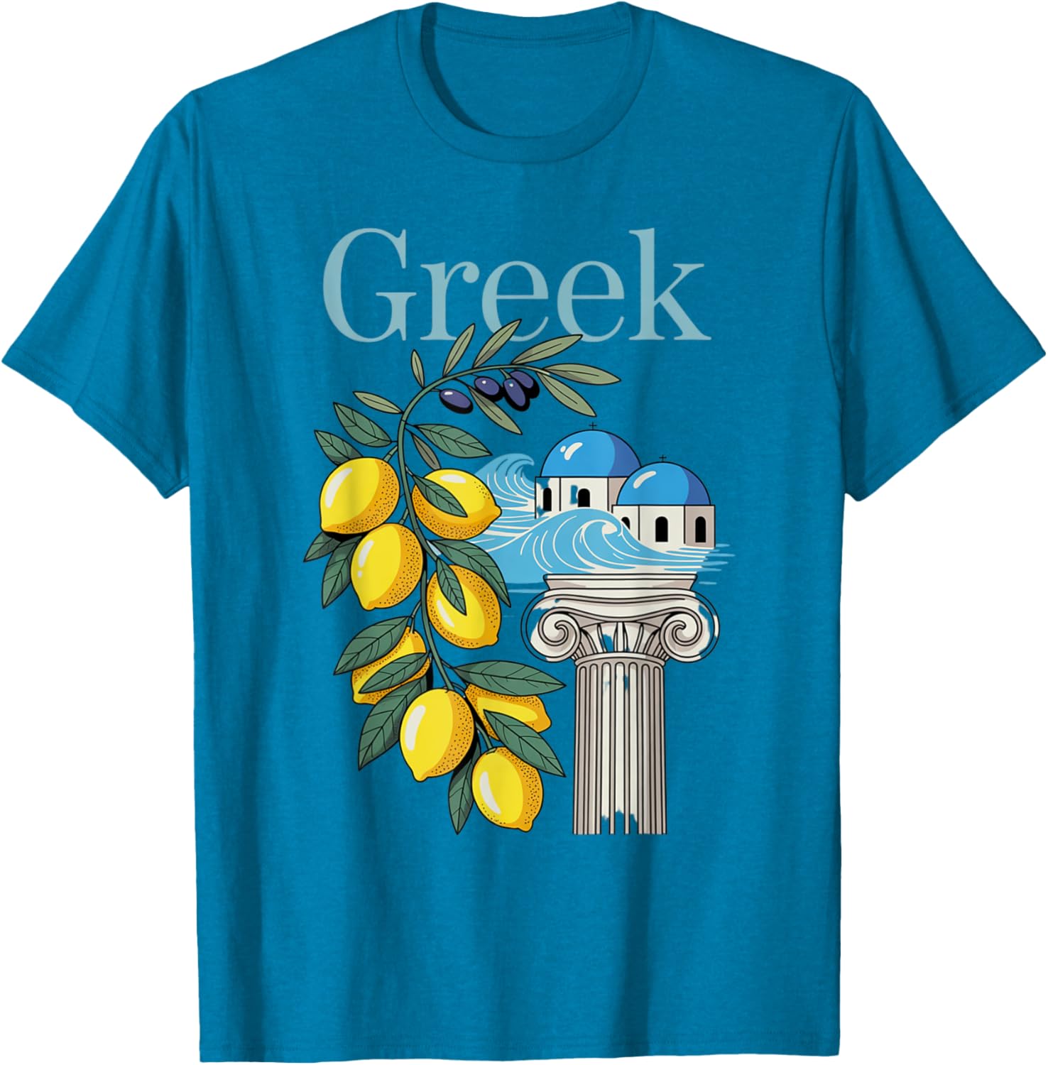 Greek Culture T-Shirt Featuring Lemons and Iconic Architecture Souvenir - 23