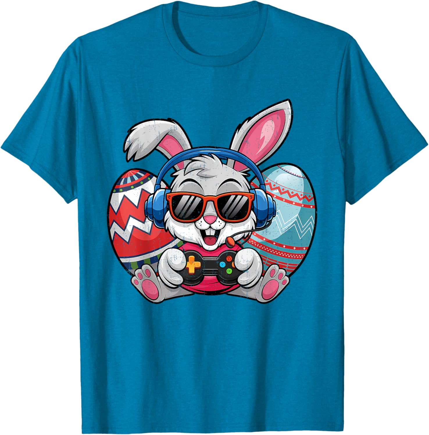 Cute Easter Bunny Playing Video Game Kids T-Shirt for Boys - 24