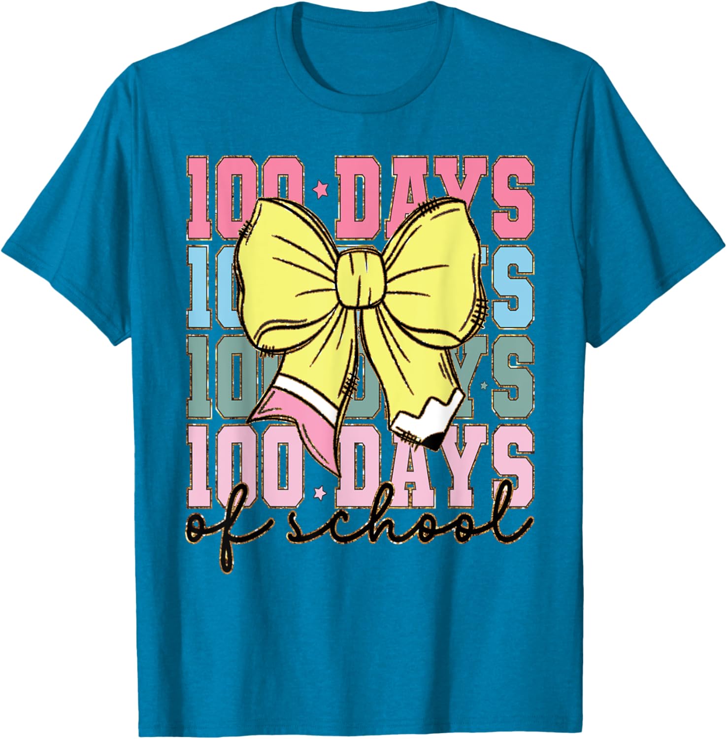 Cute 100 Days of School Coquette Bow T-Shirt for Girls - 8