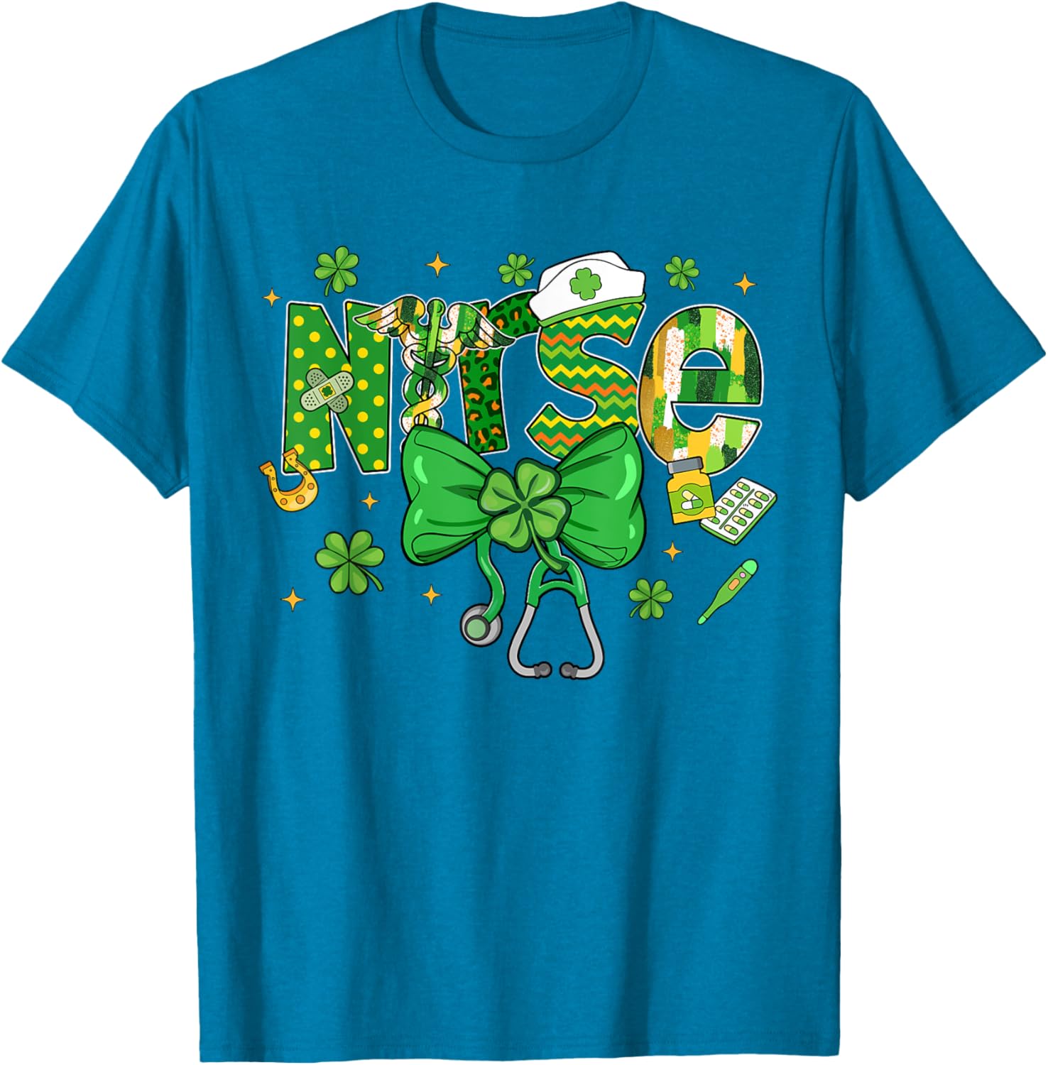 Irish Nurse Stethoscope St Patrick's Day T-Shirt for Healthcare Heroes - 26
