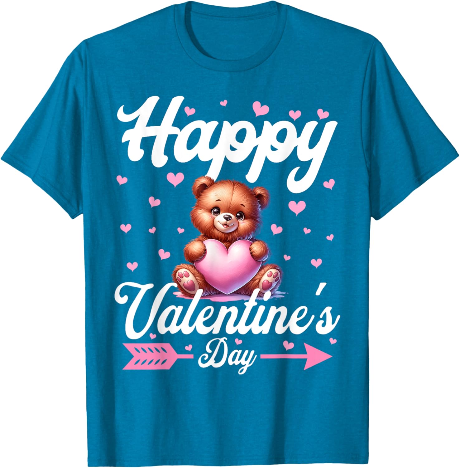 Cute Teddy Bear Holding Heart Happy Valentine's Day T-Shirt for Kids - 8