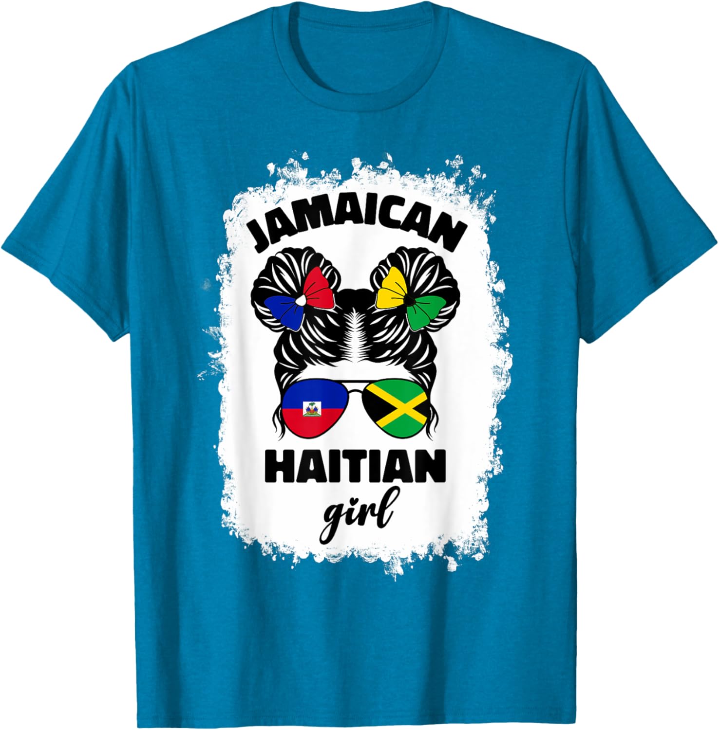 Half Jamaican Haitian Kids T-Shirt with Jamaica and Haiti Flag Design - 5