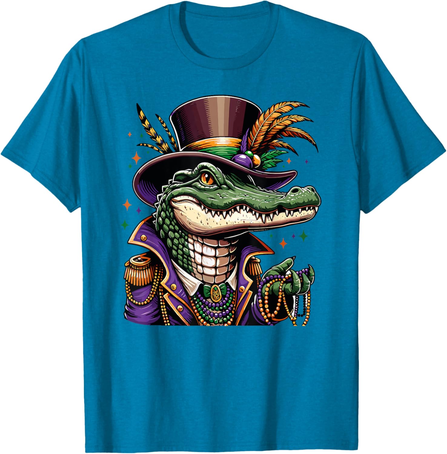 Mardigator Mardi Gras Alligator T-Shirt for Fun Men and Women - 1