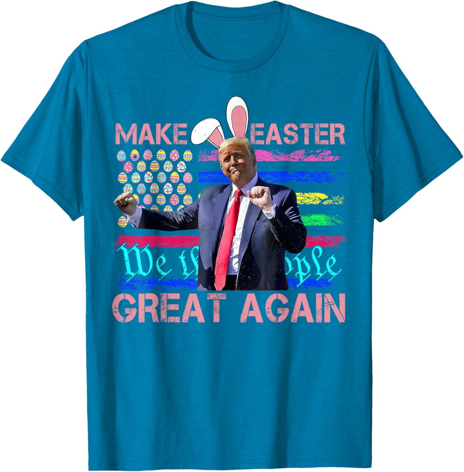 Funny Trump Dancing Easter T-Shirt with USA Flag for Holiday Fun - 9