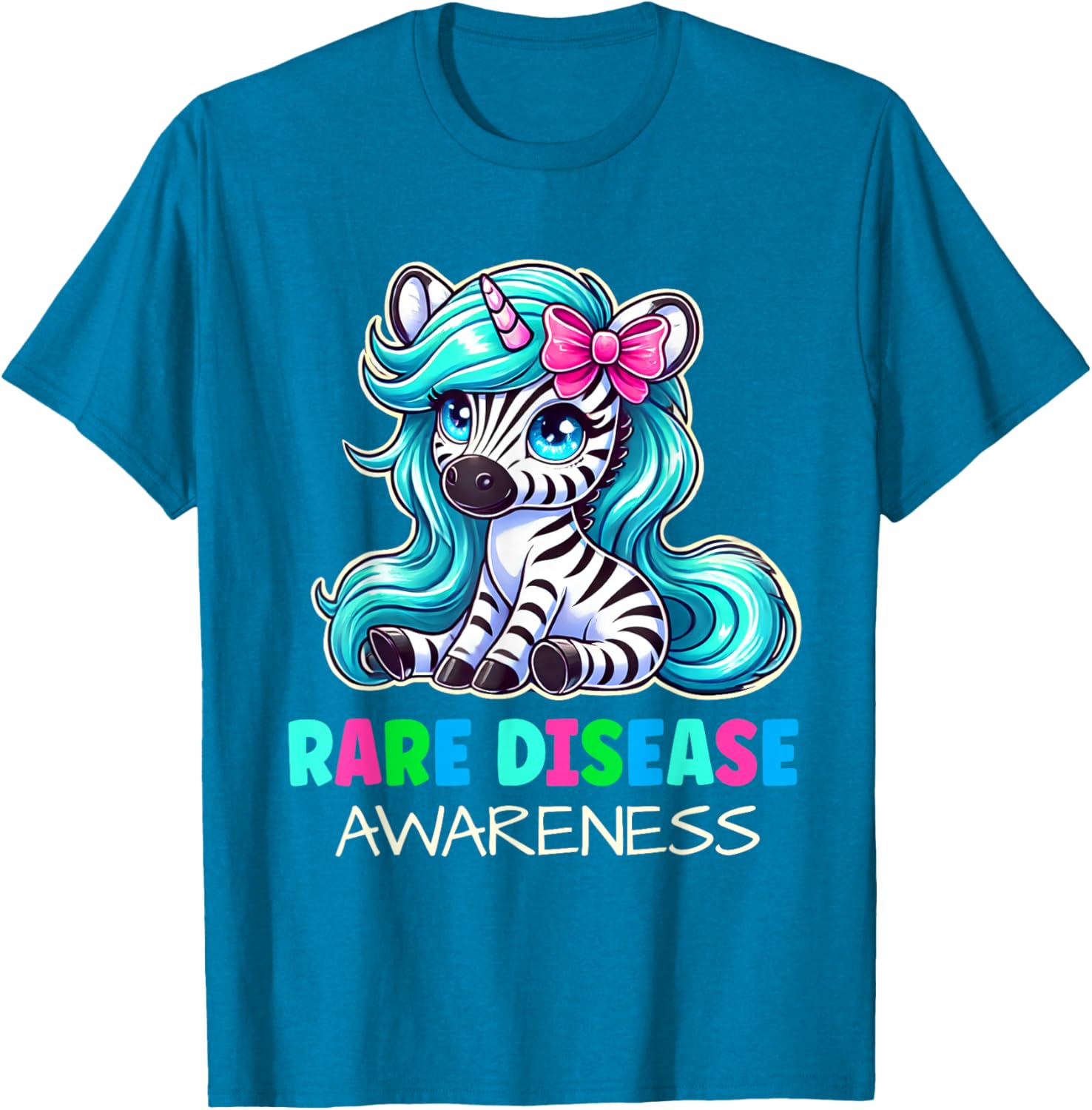 Rare Disease Awareness Zabra Ribbon Kids T-Shirt for Rare Disease Day - 4