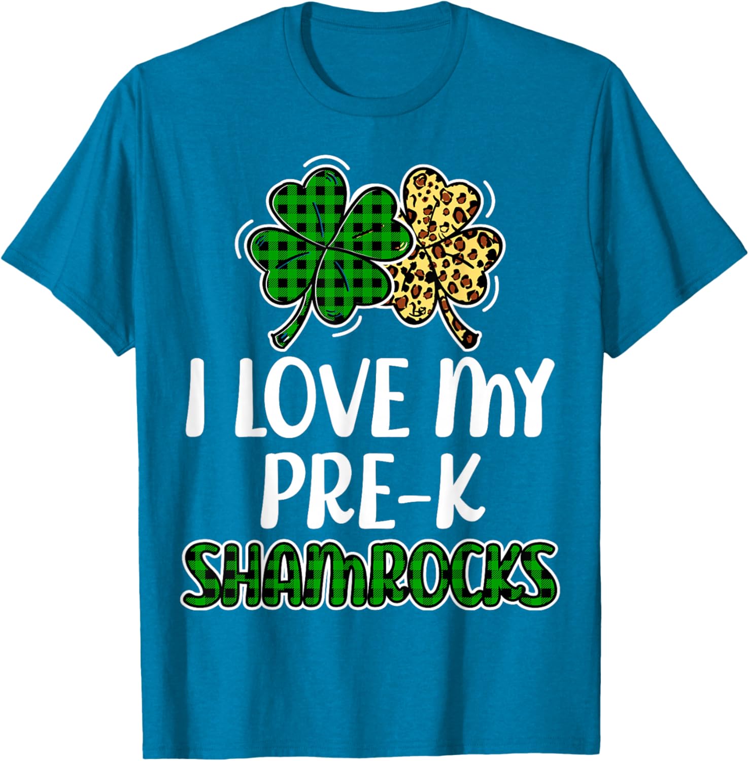 I Love My Pre-K Shamrocks Buffalo Plaid St Patricks Day T-Shirt - 9