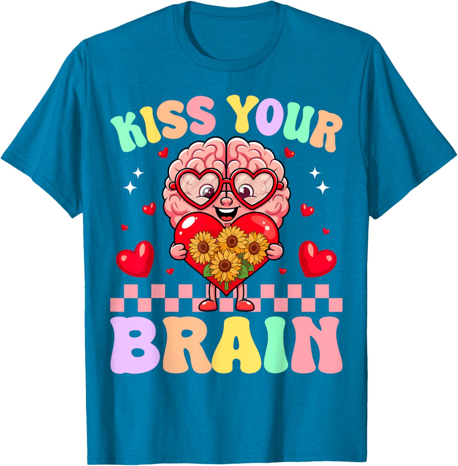 Funny Teacher Valentine's Day T-Shirt - Kiss Your Brain Gift for Educators - 11