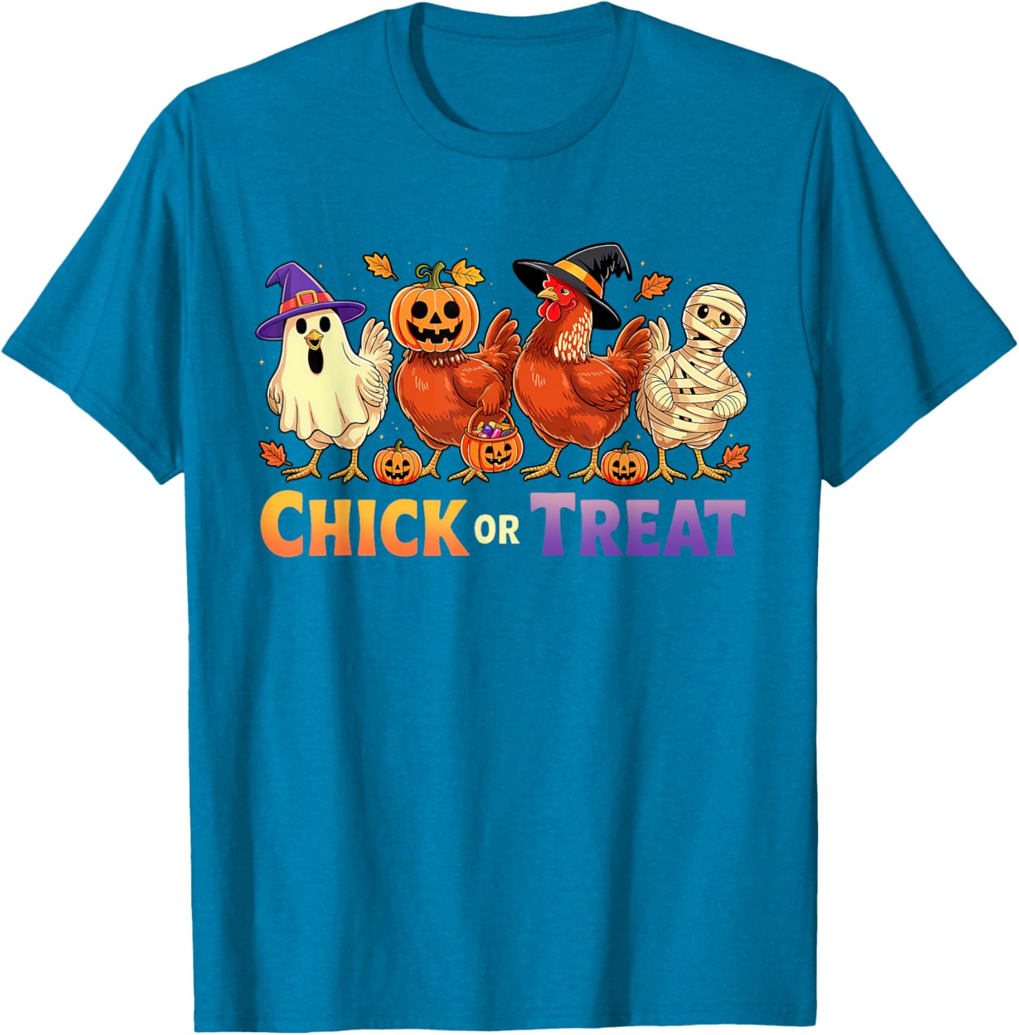 Funny Chick or Treat Halloween Witch Spooky Chicken Farmer T-Shirt - 15