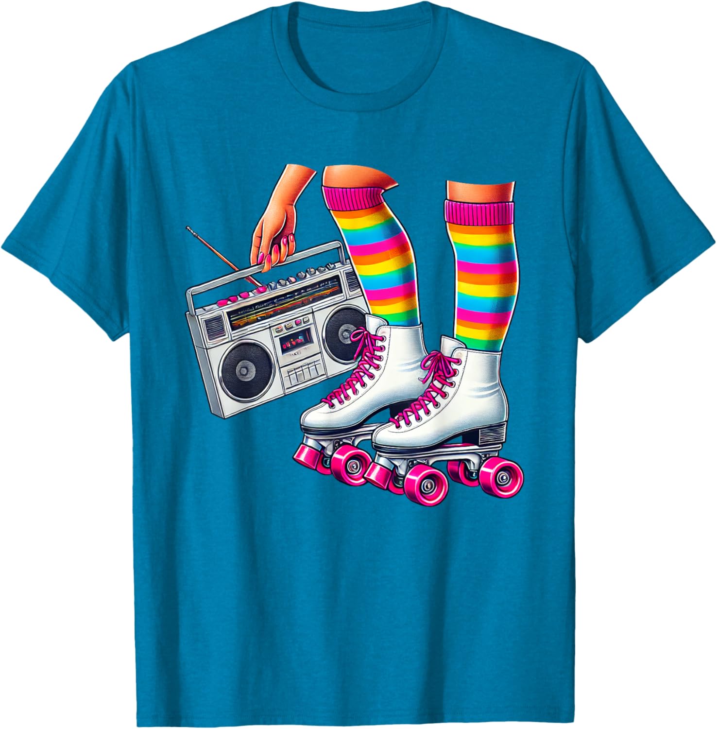 Funny 80s Roller Disco Skating Girl T-Shirt for Retro Fans - 8