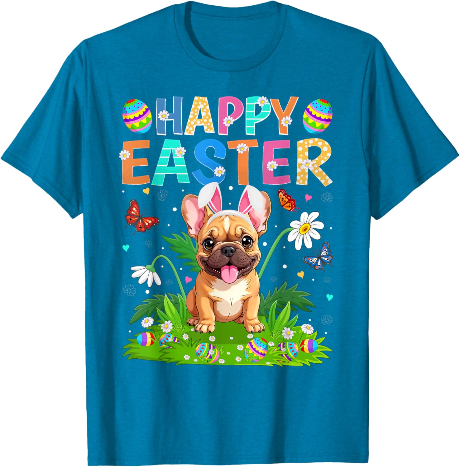 Happy Easter French Bulldog Bunny Ear Egg Hunt T-Shirt for Pet Lovers - 24