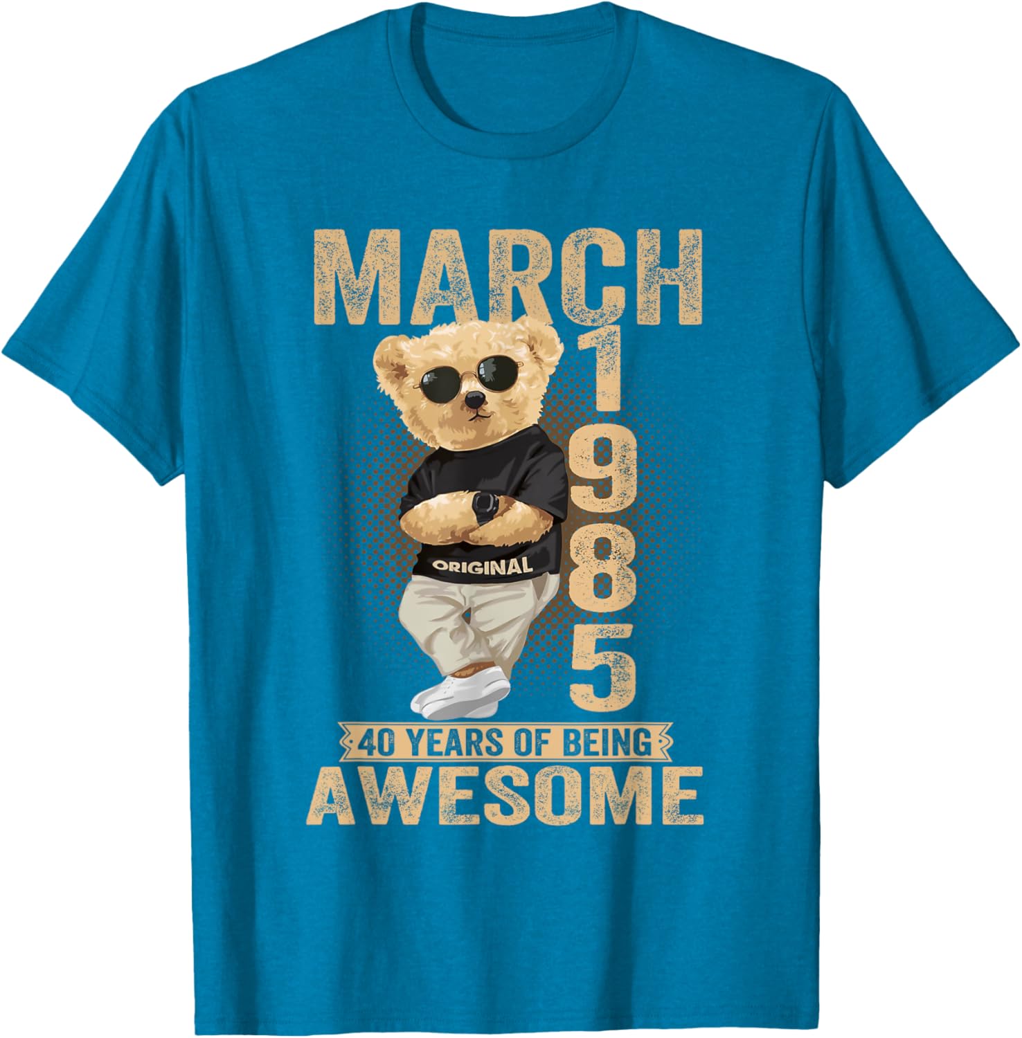Awesome Teddy Bear T-Shirt for 40th Birthday Celebrations 1985 Design - 6