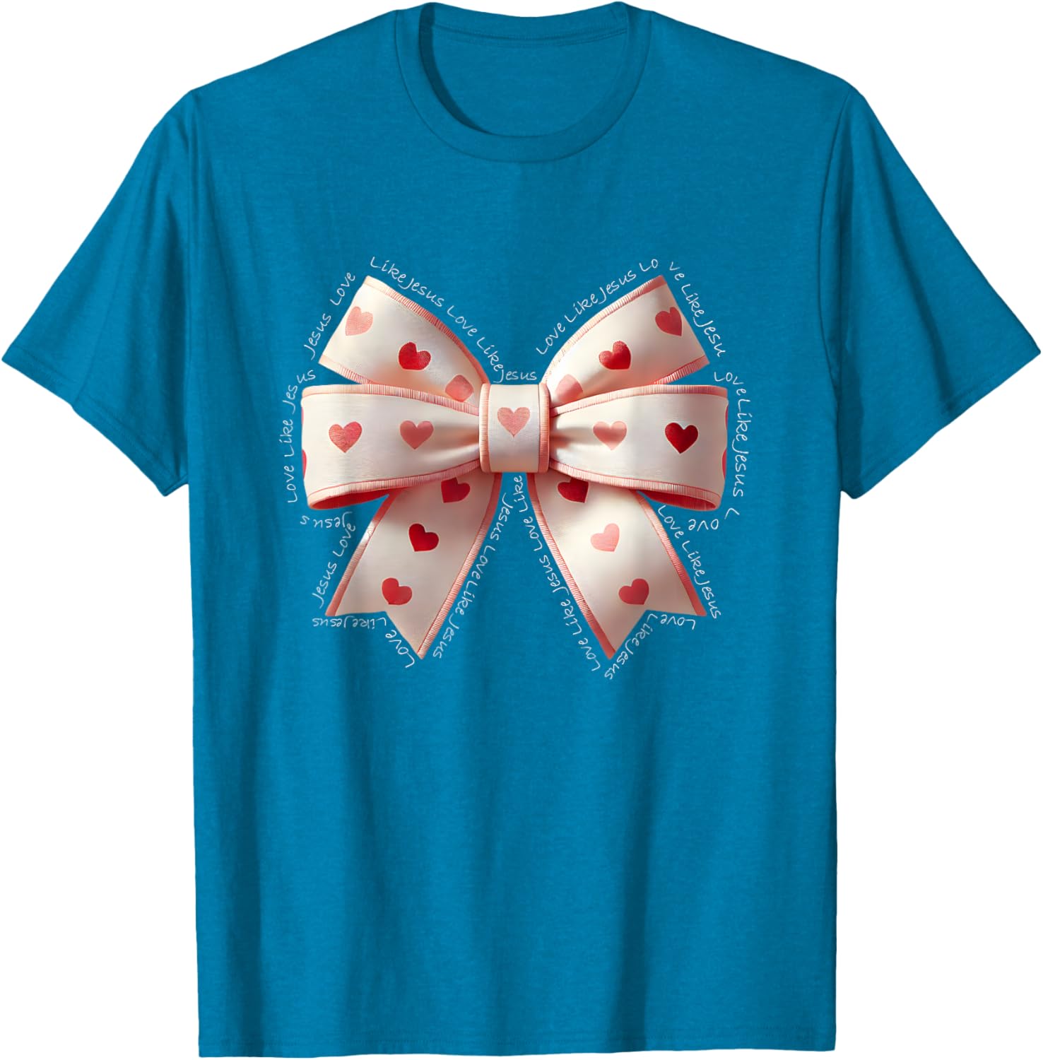 Jesus Valentine's Day Coquette Bow Tee Love Like Jesus T-Shirt for Kids - 14