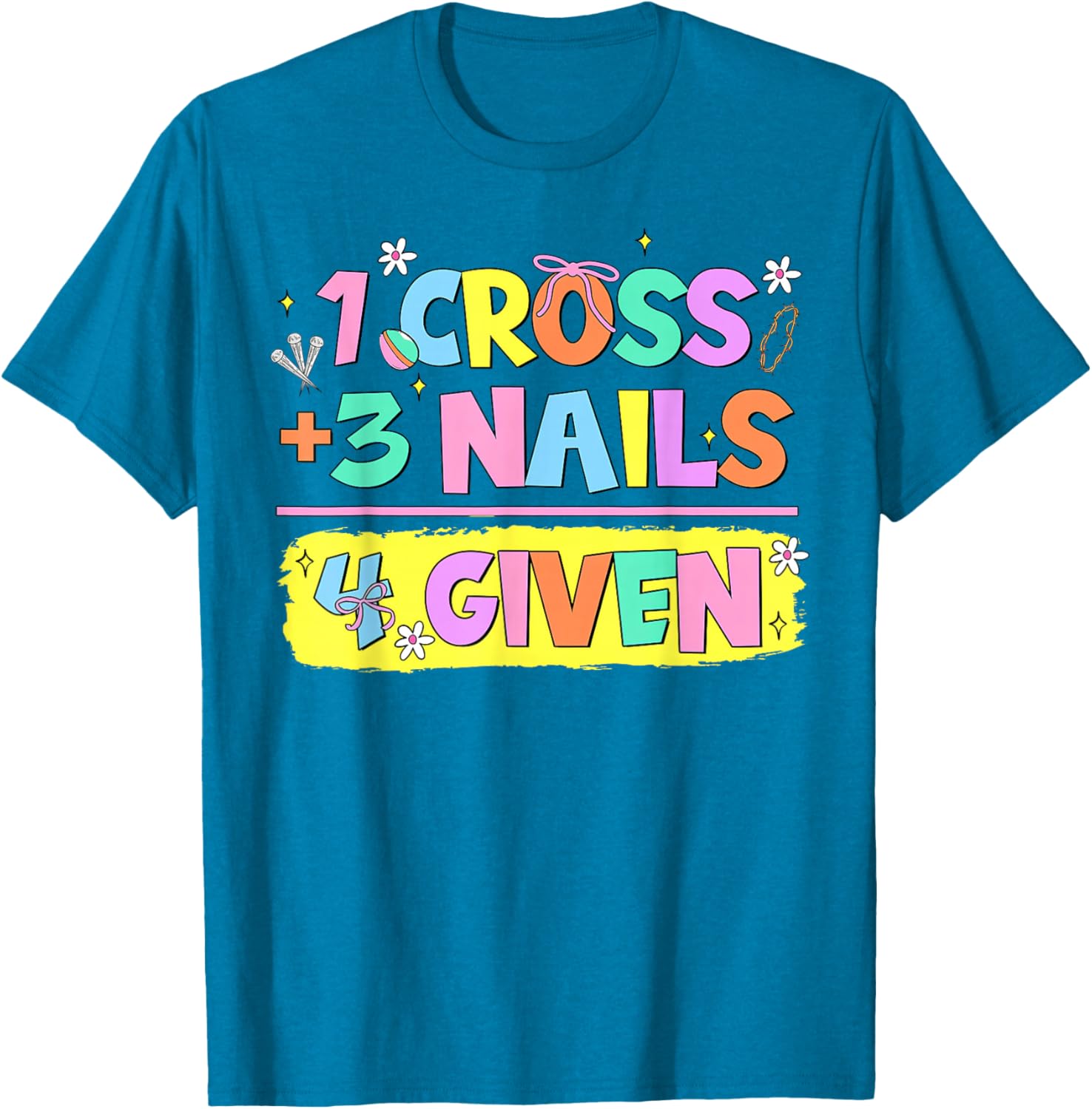 Happy Easter Christian T-Shirt with Cross and Nails Design for Believers - 8