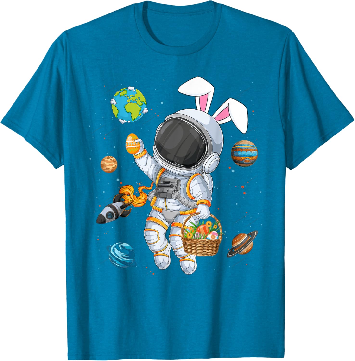 Funny Astronaut Bunny Ears Easter T-Shirt for Boys and Kids - 20