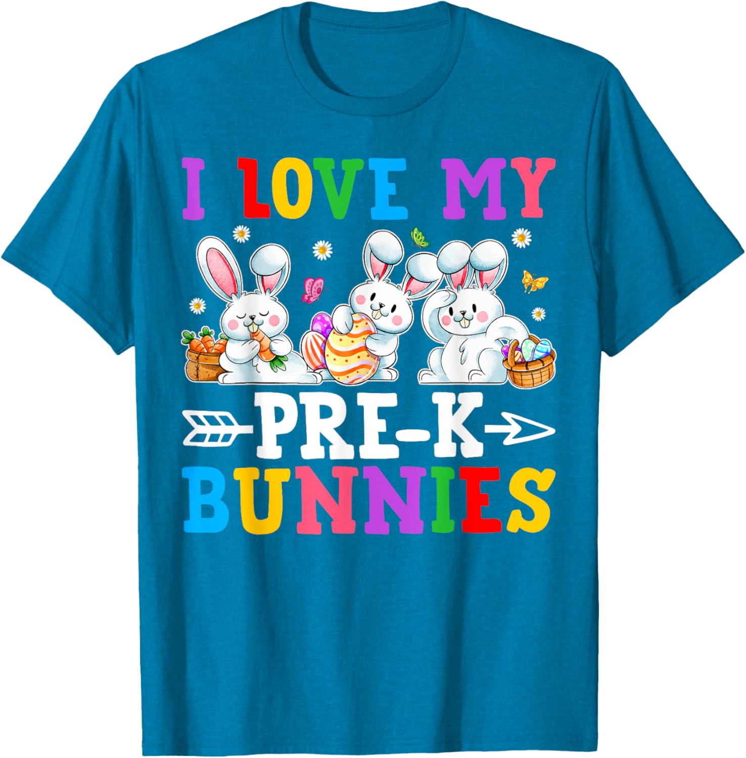 Funny I Love My Pre-K Bunnies T-Shirt for Preschool Teachers Easter Fun - 3
