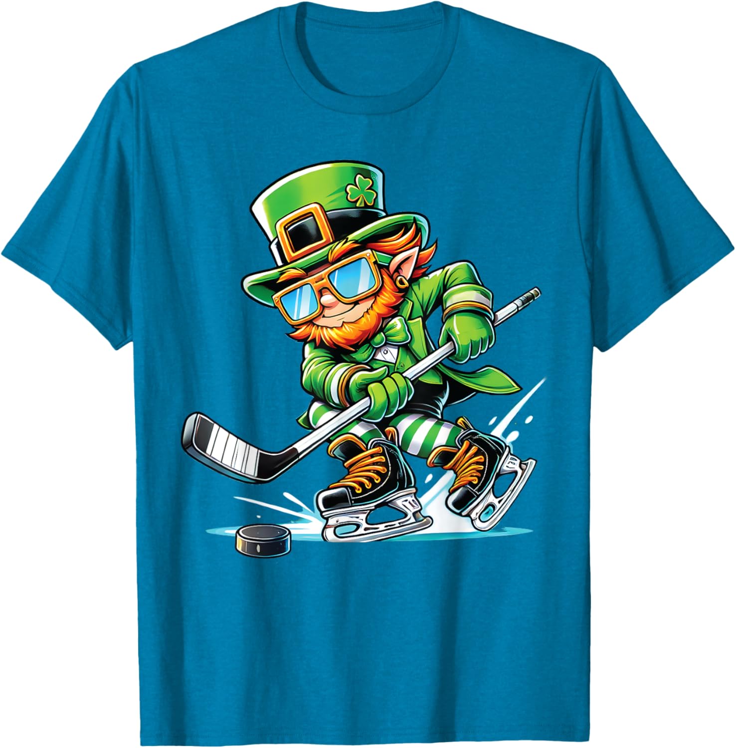 Leprechaun Ice Hockey T-Shirt Perfect for St Patrick's Day Fun - 13
