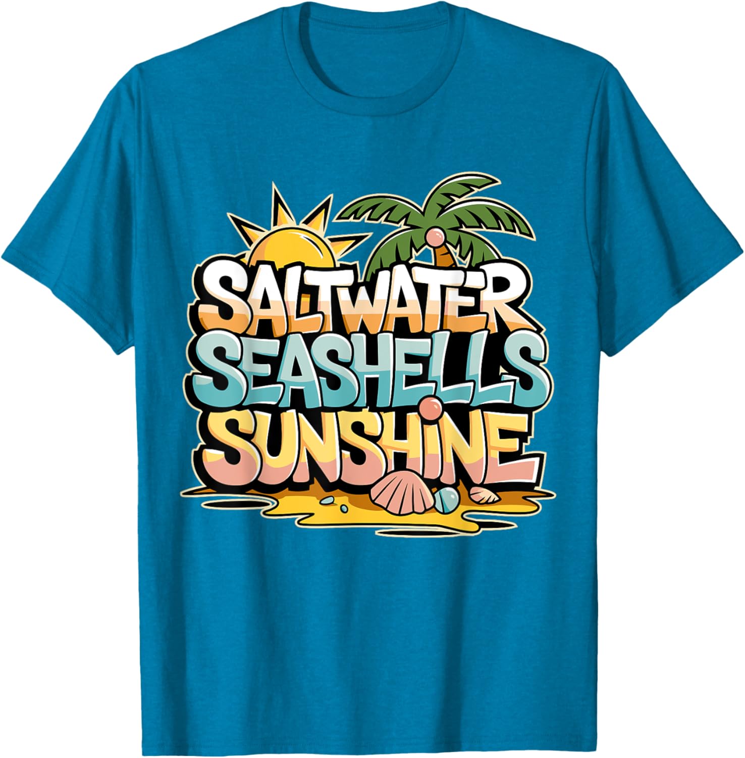 Funny Beach T-Shirt with Saltwater Seashells for Cruise Gifts - 1