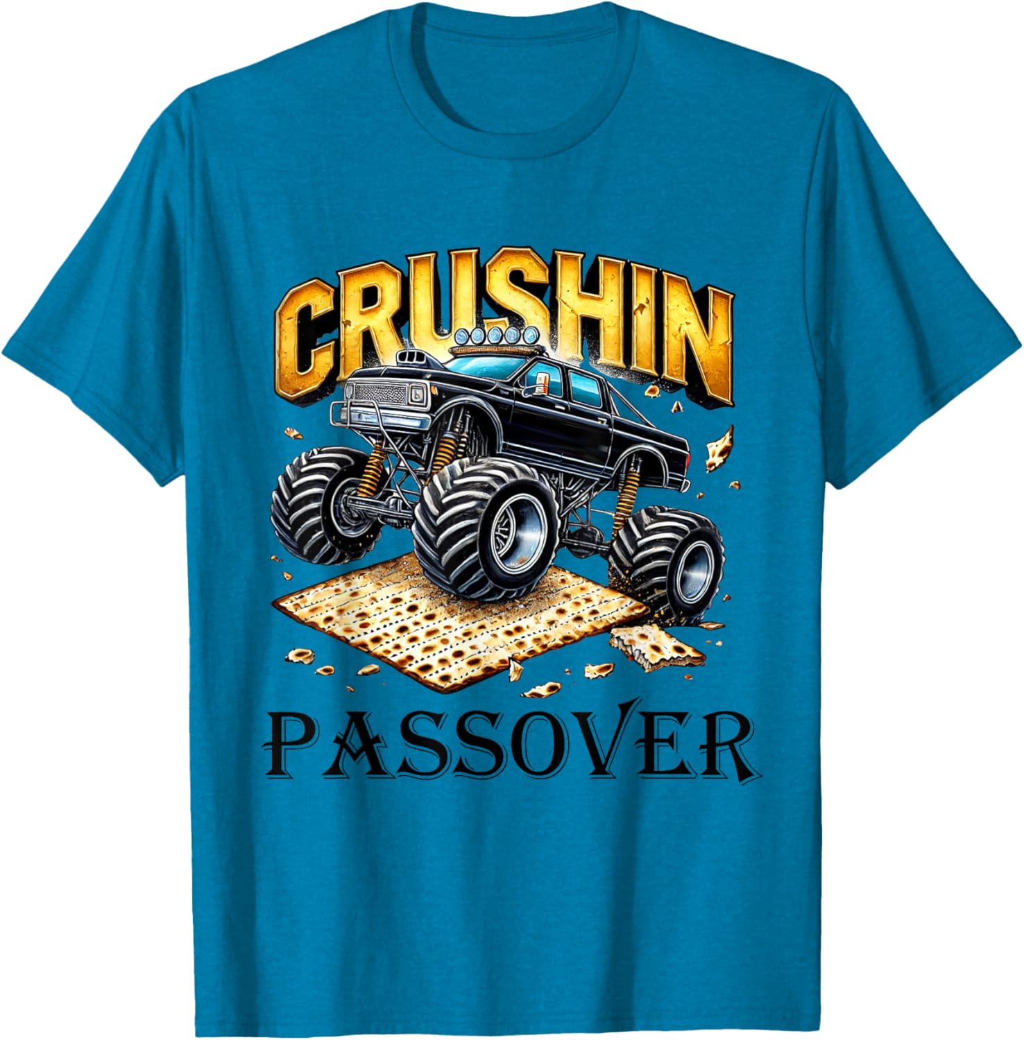 Funny Crushin' Passover Monster Truck Matzah T-Shirt for Celebrations - 2