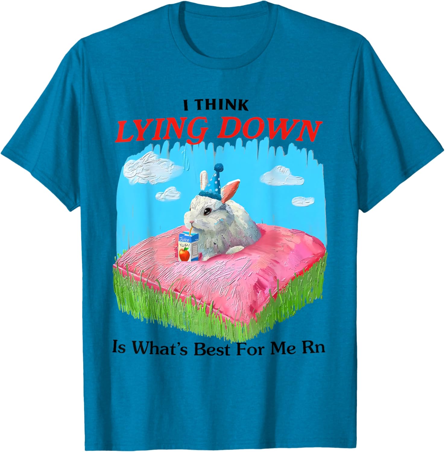 Cute Rabbit Meme T-Shirt I Think Lying Down Is Best for Me Right Now - 9