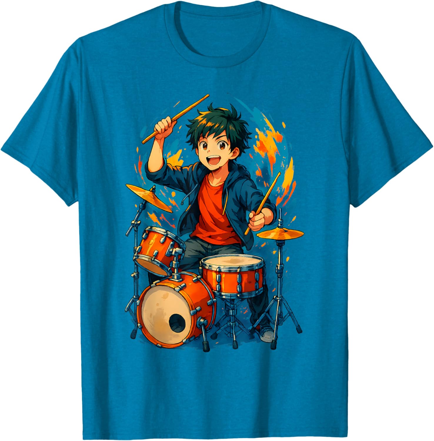 Anime Drummer Music T-Shirt for Music Lovers and Anime Fans - 2