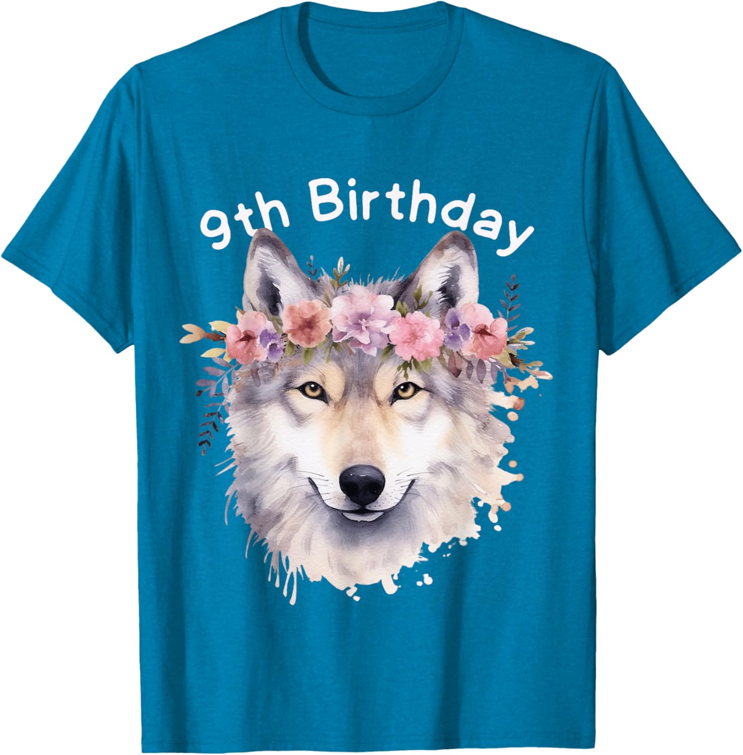 9th Birthday Wolf Pack T-Shirt for Girls - Cute Wolves Party Tee - 15