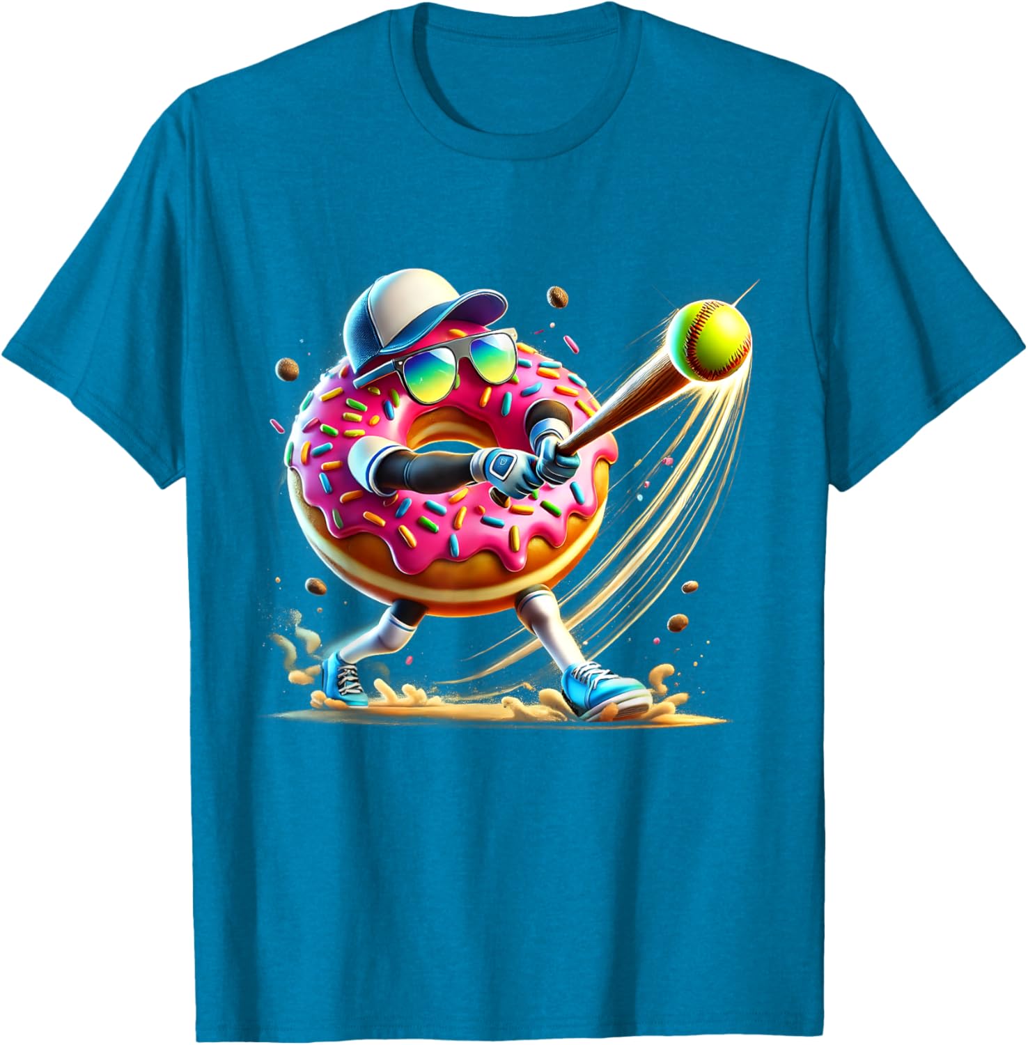 Donut Lover Softball Player T-Shirt Fun Sports Tee for All Ages - 16