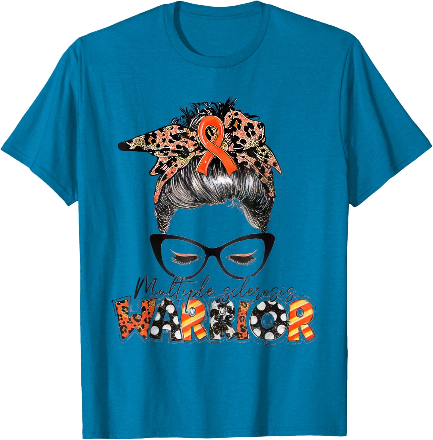 Multiple Sclerosis Warrior Messy Bun T-Shirt - MS Awareness Apparel - 9