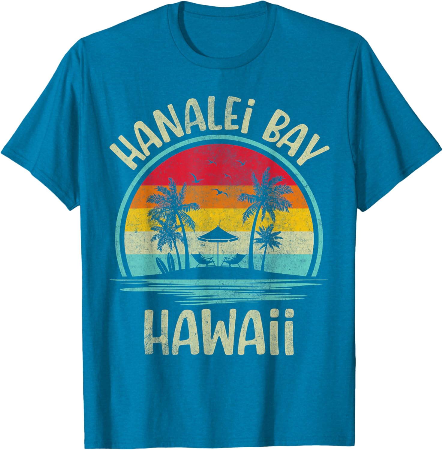 Hanalei Bay Beach Hawaii Palm Tree Family Summer Vacation T-Shirt - 17