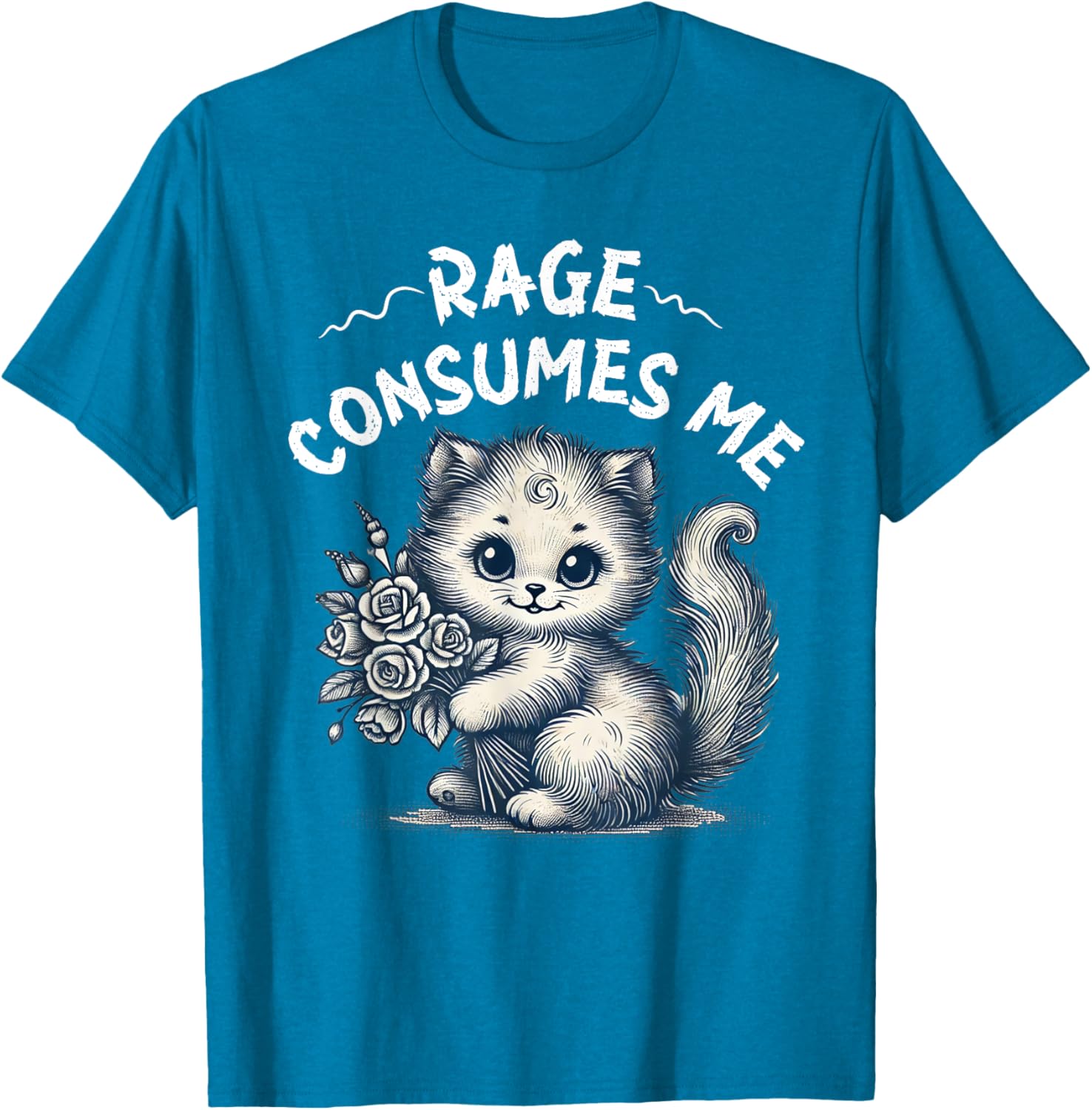 Cute Rage Consumes Me Cat Meme T-Shirt for Men and Women - 3