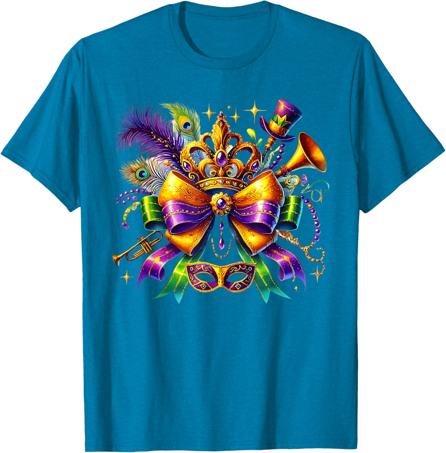 Mardi Gras Coquette Bow T-Shirt for Women and Girls - Festive Style - 19