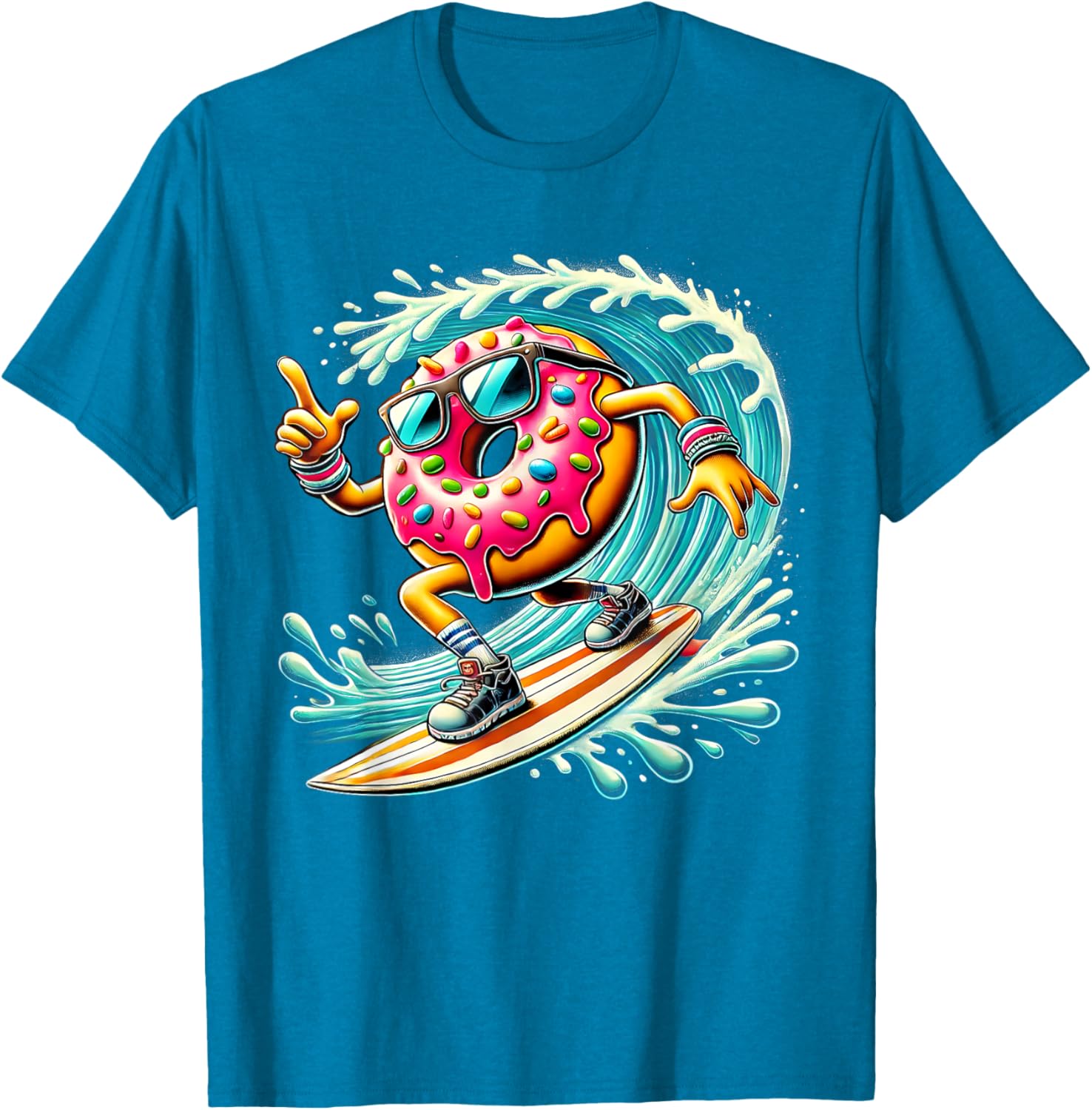Donut Surfing T-Shirt for Surfboard Lovers - Fun Surf Style Apparel - 4