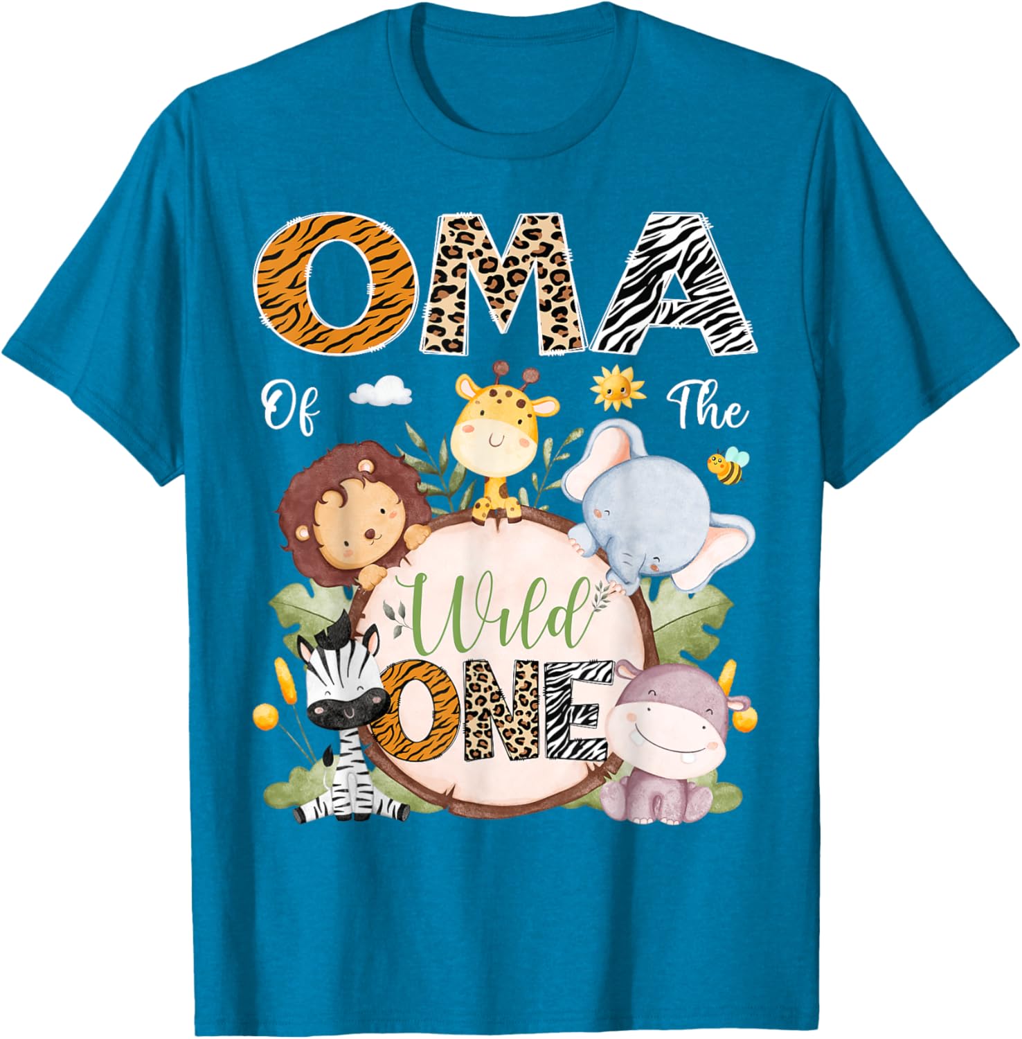 Oma Of The Wild One First Birthday Safari Jungle Animals T-Shirt - 8